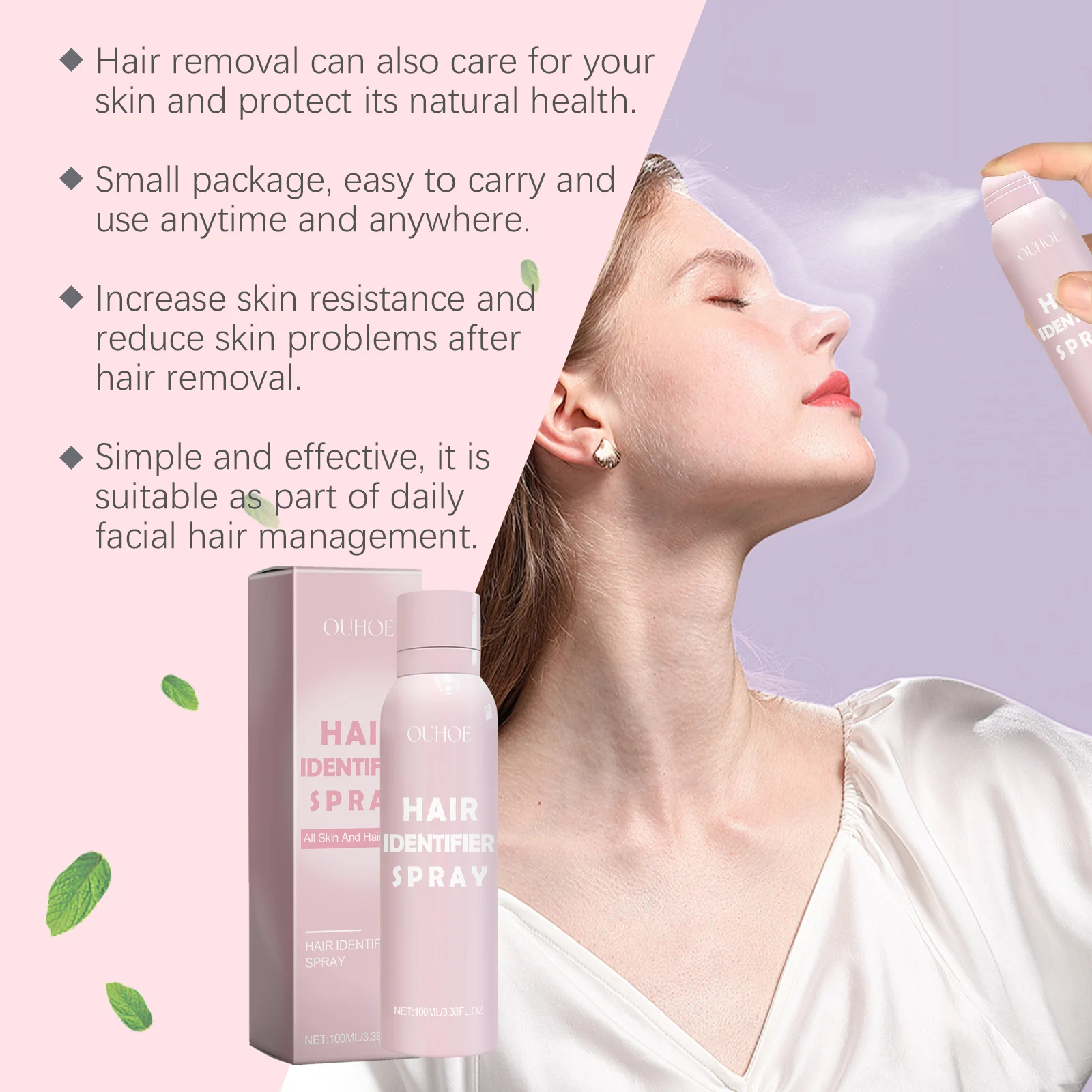 OUHOE Hair Identifier Spray for Face - Accurate Hair Detection, Gentle Hair Removal, All Skin Types 5 hair identifier spray cih vthkhhf3 desc 5