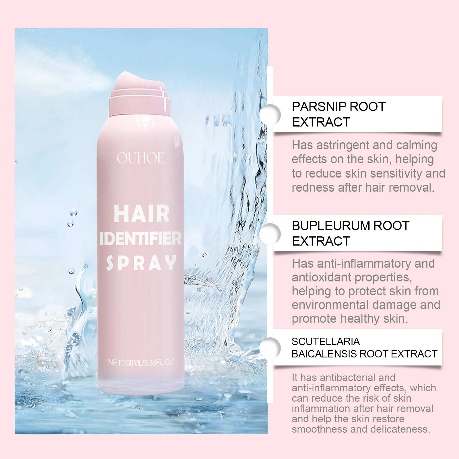 OUHOE Hair Identifier Spray for Face - Accurate Hair Detection, Gentle Hair Removal, All Skin Types 6 hair identifier spray cih vthkhhf3 desc 6
