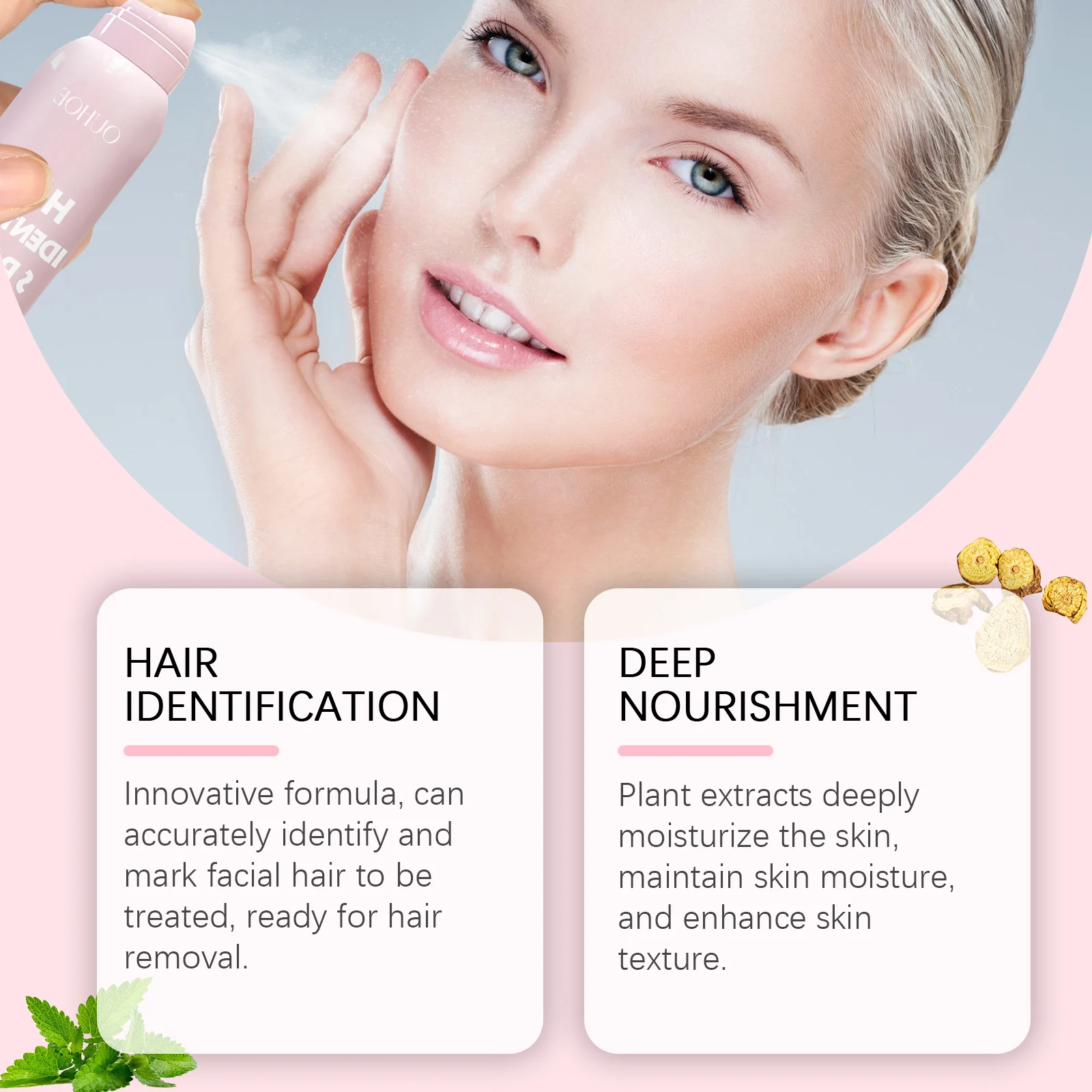 OUHOE Hair Identifier Spray for Face - Accurate Hair Detection, Gentle Hair Removal, All Skin Types 7 hair identifier spray cih vthkhhf3 desc 7