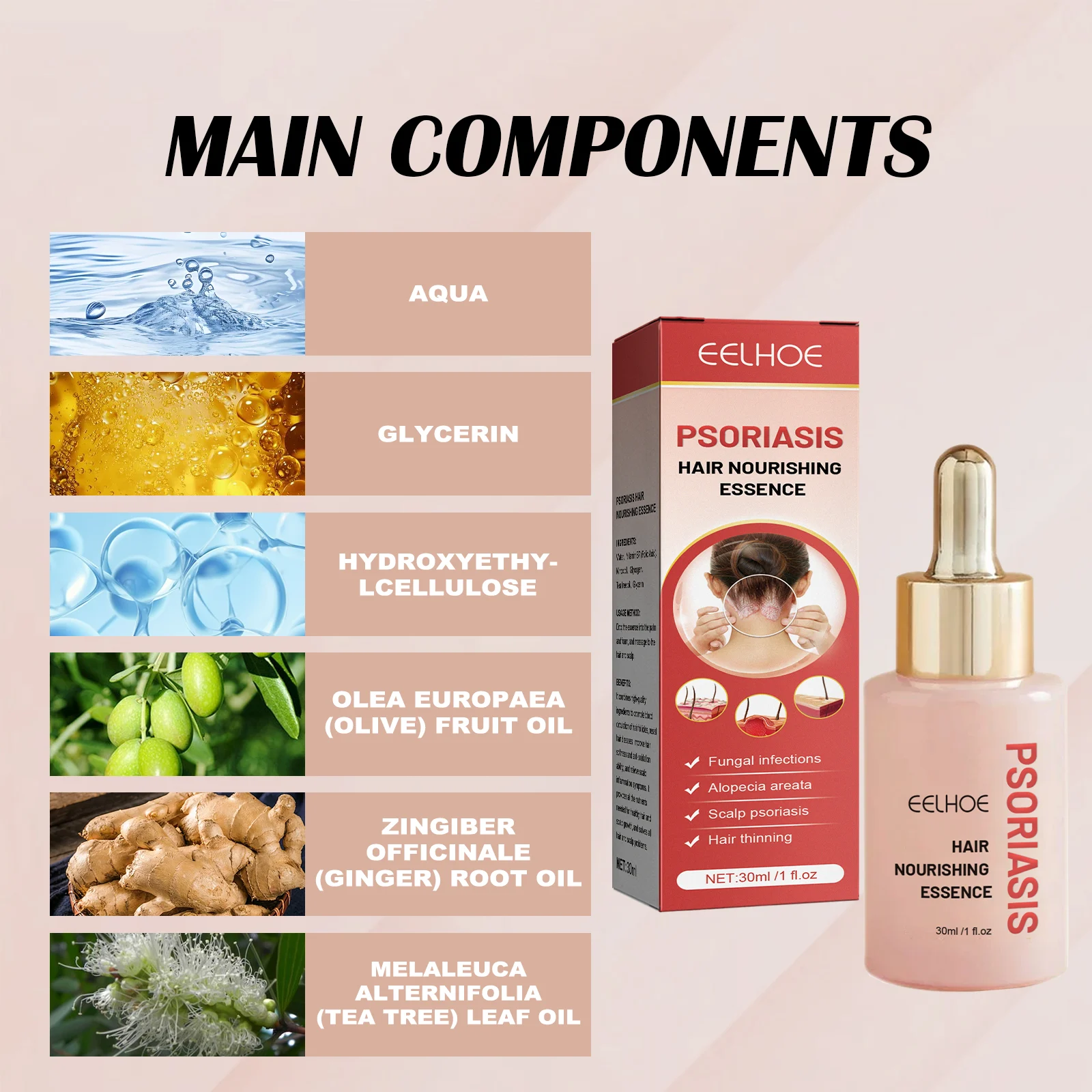 Hair Nourishing Essence Scalp Treatment for Dandruff Control & Psoriasis Relief 30ml 3 hair nourishing essence scalp treatment dandruff control psoriasis 30ml cih qv7pancq desc 3
