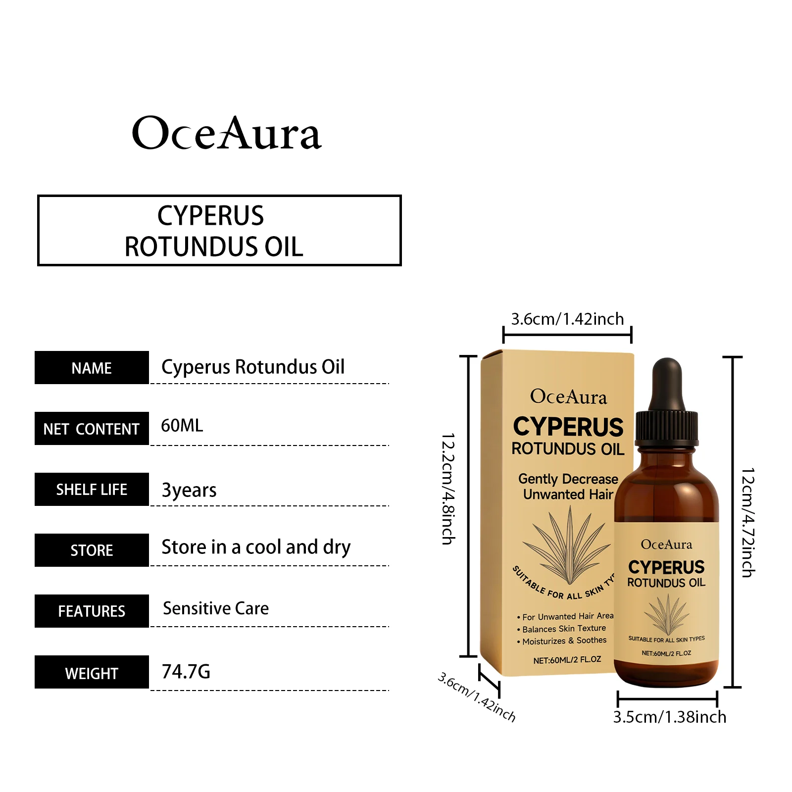 OceAura Hair Removal Care Oil Gentle Moisturizing Skin Soothing Post-Wax Treatment 1 hair removal care oil der cax9va8d desc 1