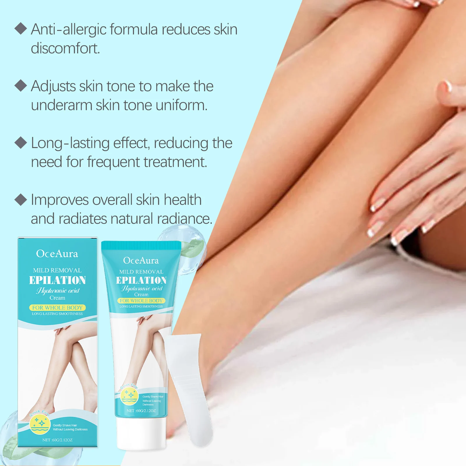 OceAura Mild Removal Hyaluronic Acid Hair Depilatory Cream for Whole Body 5 hair removal cream depilatory cih v59bdax9 desc 5