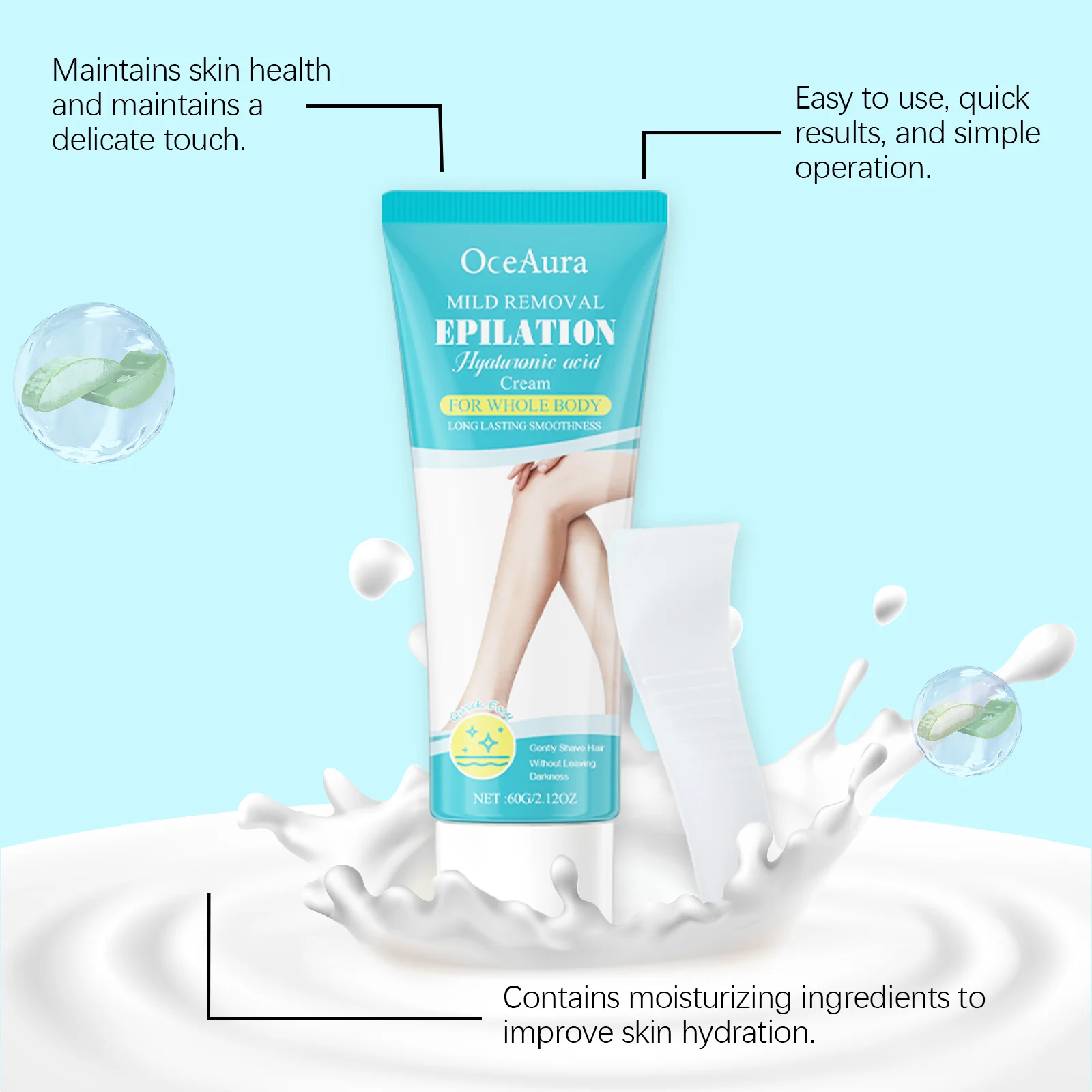 OceAura Mild Removal Hyaluronic Acid Hair Depilatory Cream for Whole Body 6 hair removal cream depilatory cih v59bdax9 desc 6