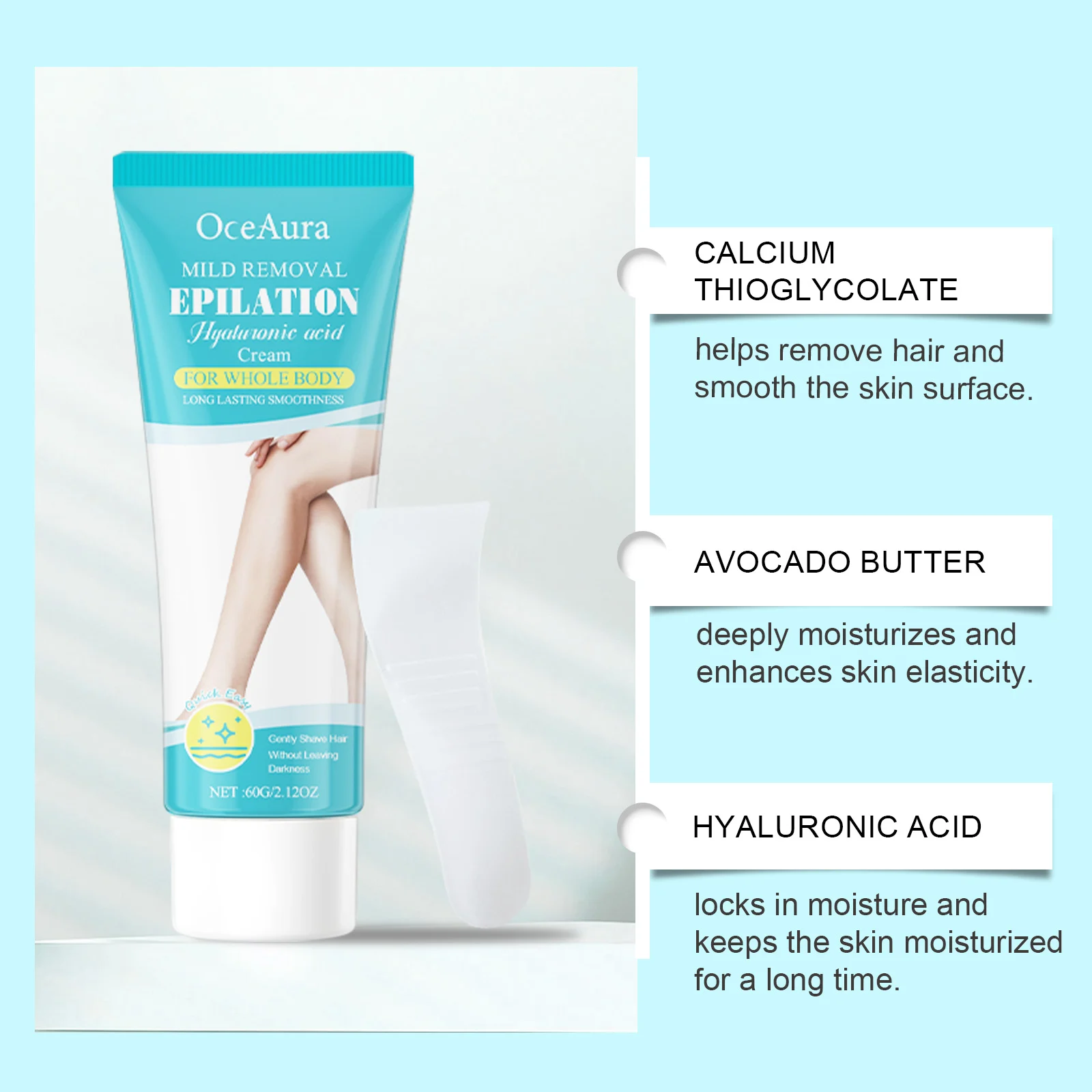 OceAura Mild Removal Hyaluronic Acid Hair Depilatory Cream for Whole Body 8 hair removal cream depilatory cih v59bdax9 desc 8