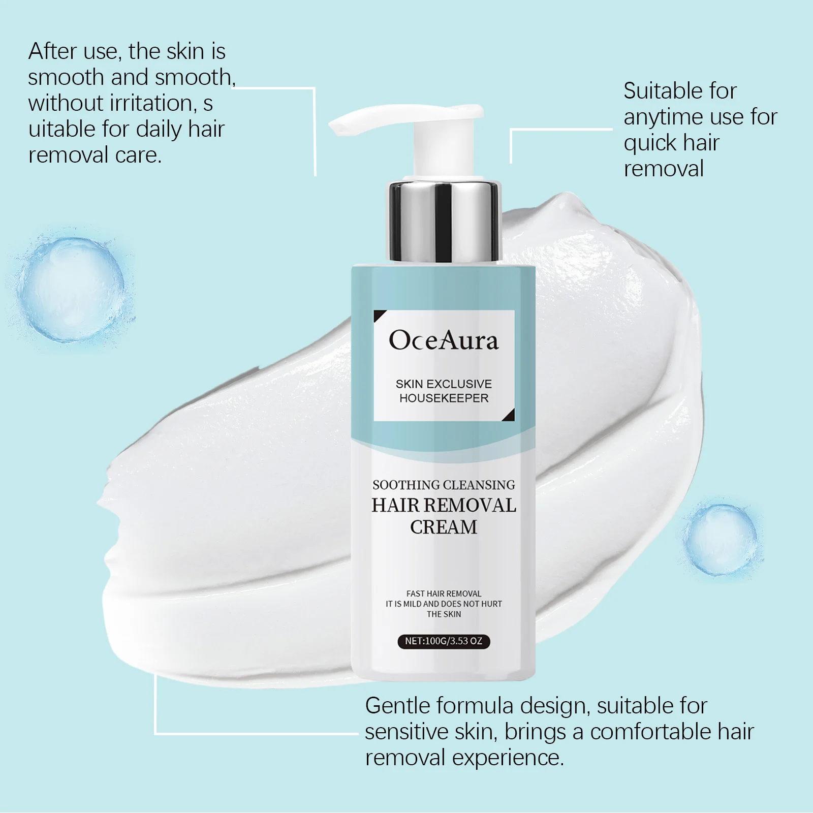 Hair Removal Cream Gentle Care Spray for Armpits Legs Bikini Full Body, 100g 5 hair removal cream gentle care spray 100g cih bmkcga9e desc 5