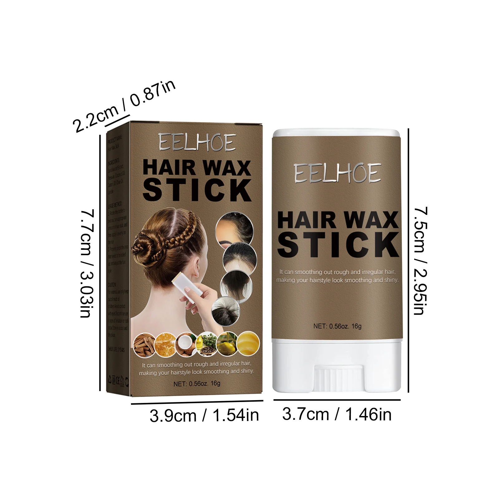 Hair Wax Stick 16g for Smoothing Frizz, Styling & Shine with Olive Oil & Lanolin 1 hair wax stick 16g smoothing frizz shine cih xxh6tsnp desc 1