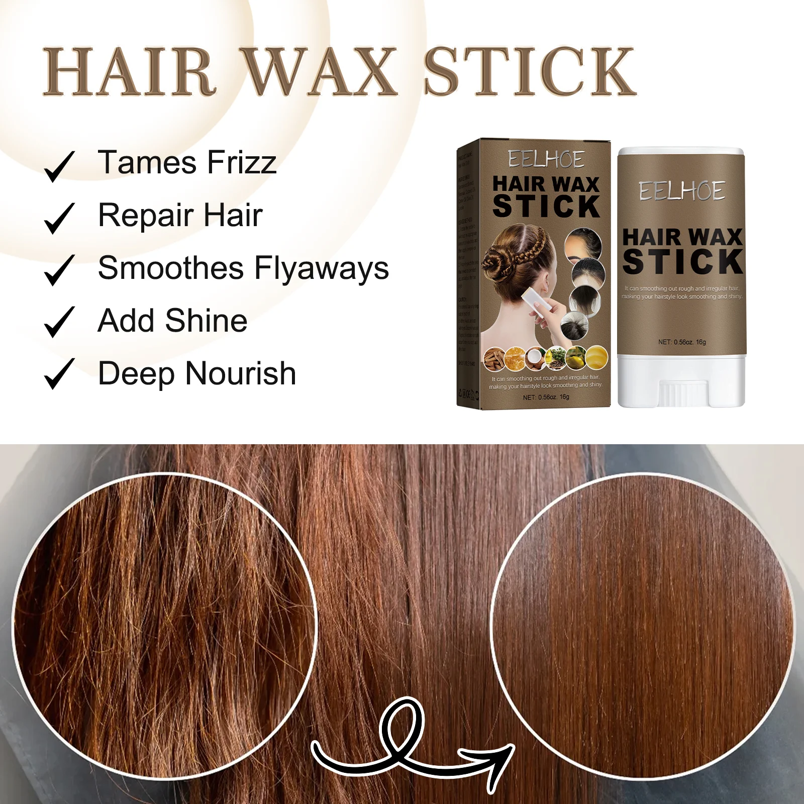 Hair Wax Stick 16g for Smoothing Frizz, Styling & Shine with Olive Oil & Lanolin 7 hair wax stick 16g smoothing frizz shine cih xxh6tsnp desc 7