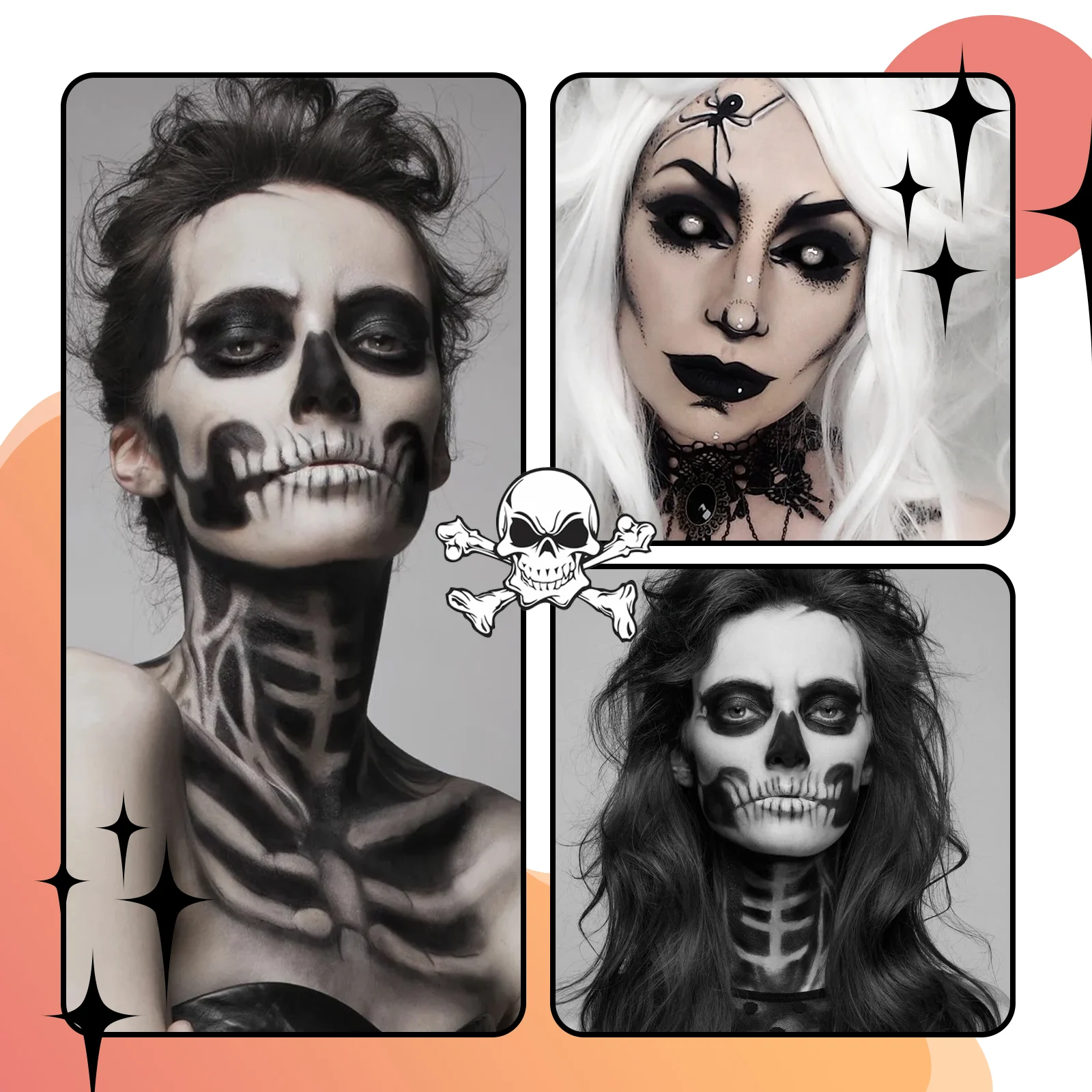 Halloween Black and White Body Paint Kit - Vampire Zombie Skeleton Face and Body Makeup 4 halloween black white body paint kit vampire zombie makeup cih fzd3xhr8 desc 4