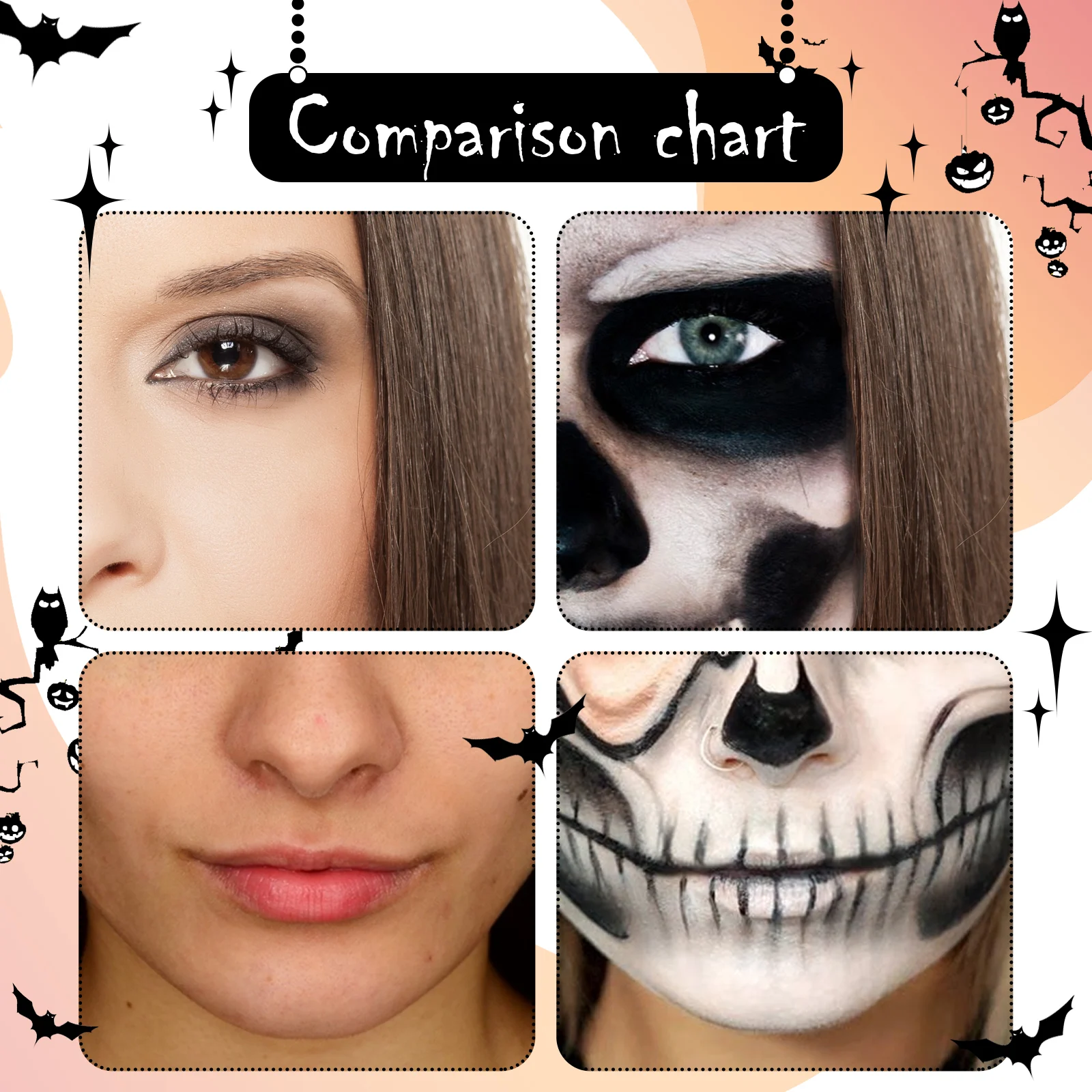 Halloween Black and White Body Paint Kit - Vampire Zombie Skeleton Face and Body Makeup 6 halloween black white body paint kit vampire zombie makeup cih fzd3xhr8 desc 6