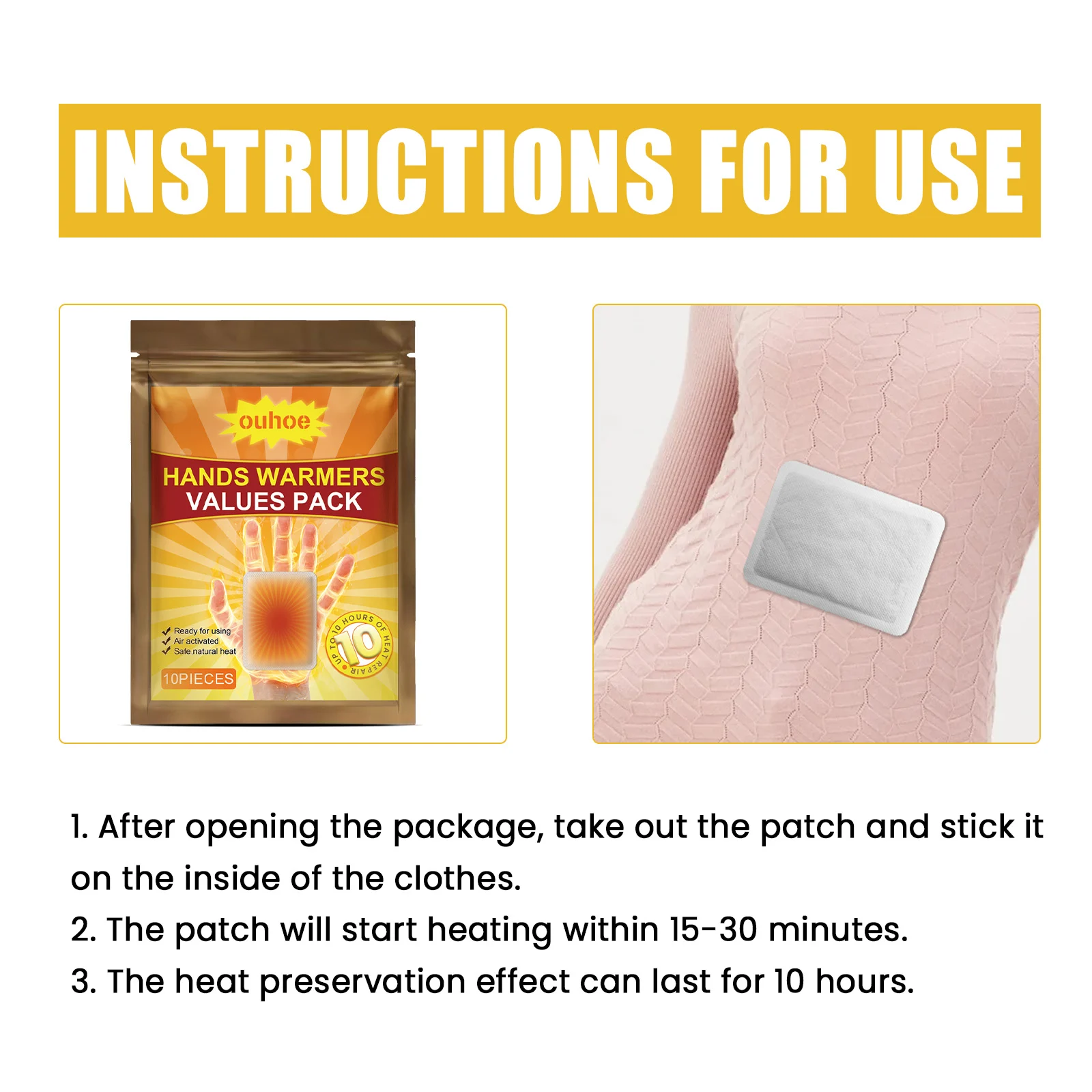 OUHOE Hand Warmers - Air Activated Self-Heating Pads for Cold Weather 4 hand warmers self heating pads cih 9wbdwnub desc 4