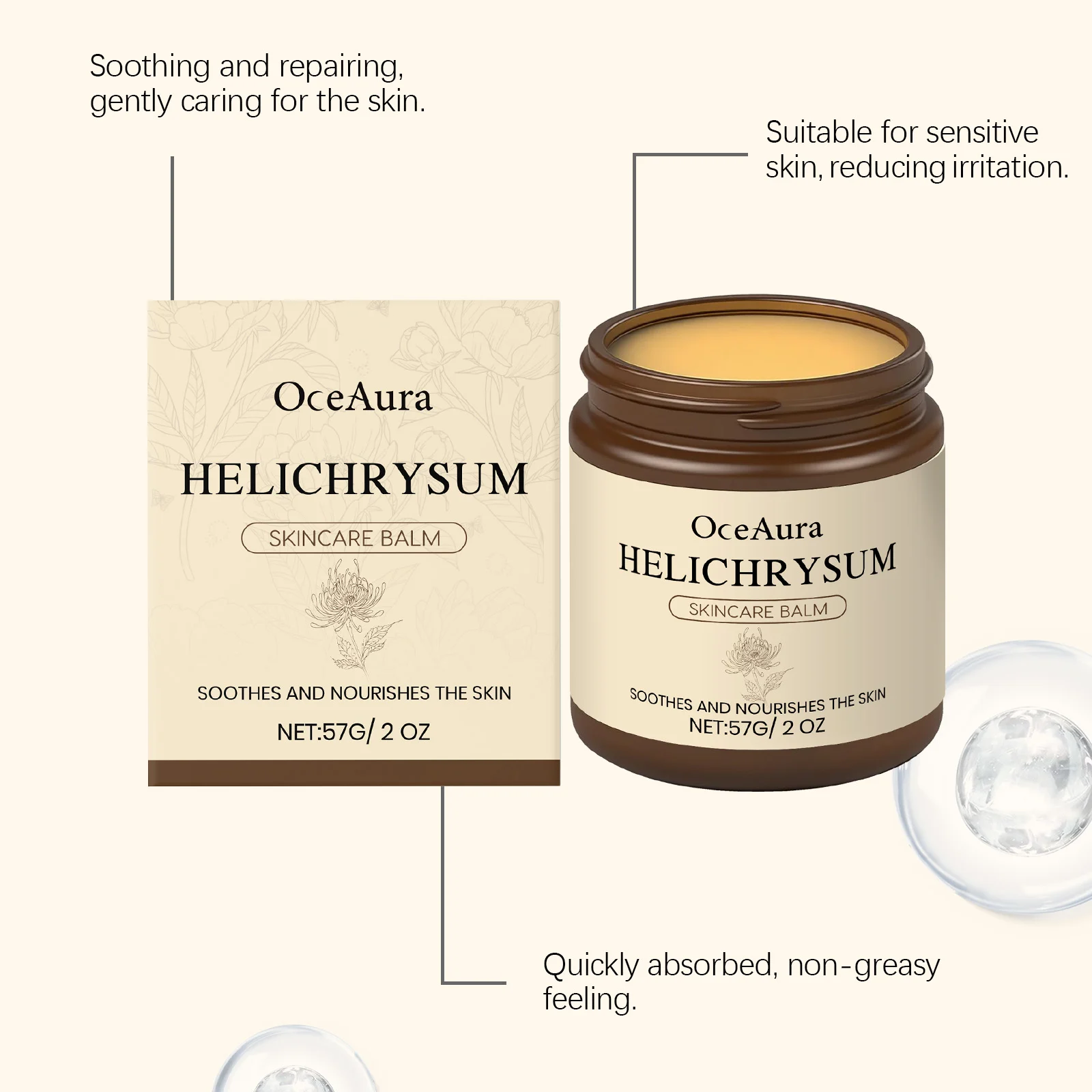 Helichrysum Skincare Balm 57g Deep Moisturizing Locking Moisture Soothing Nourishing for Sensitive Skin 5 helichrysum skincare balm 57g der mps56t5v desc 5