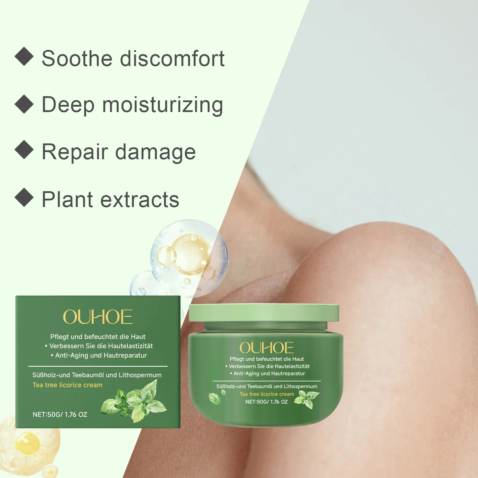 OUHOE Herbal Body Lotion with Tea Tree & Licorice for Soothing, Moisturizing & Skin Repair 5 herbal body lotion cream cih 83afrx65 desc 5