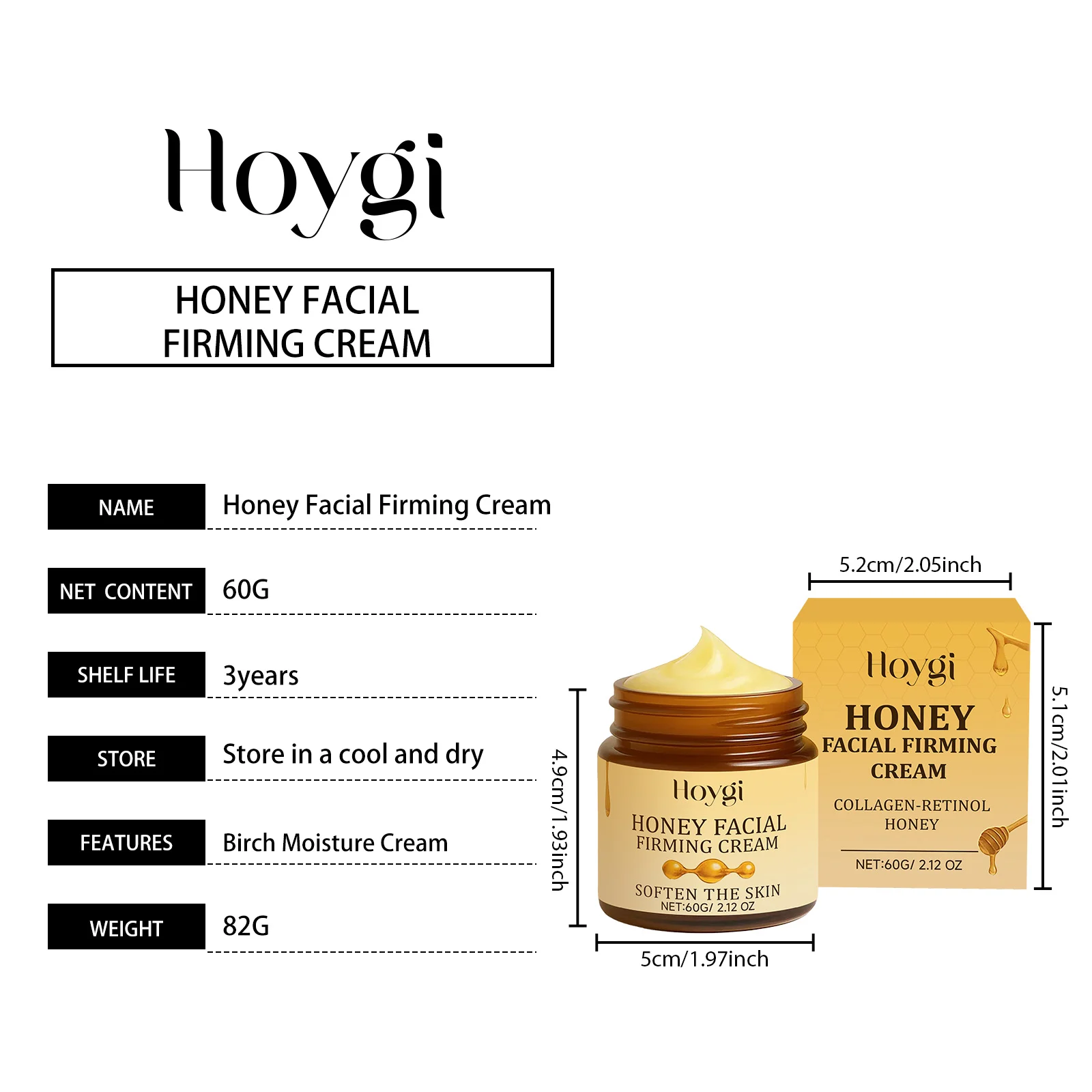Honey Facial Firming Cream 60g with Niacinamide & Retinol for Deep Moisturizing and Soothing Skin 1 honey facial firming cream 60g der z5pfch87 desc 1