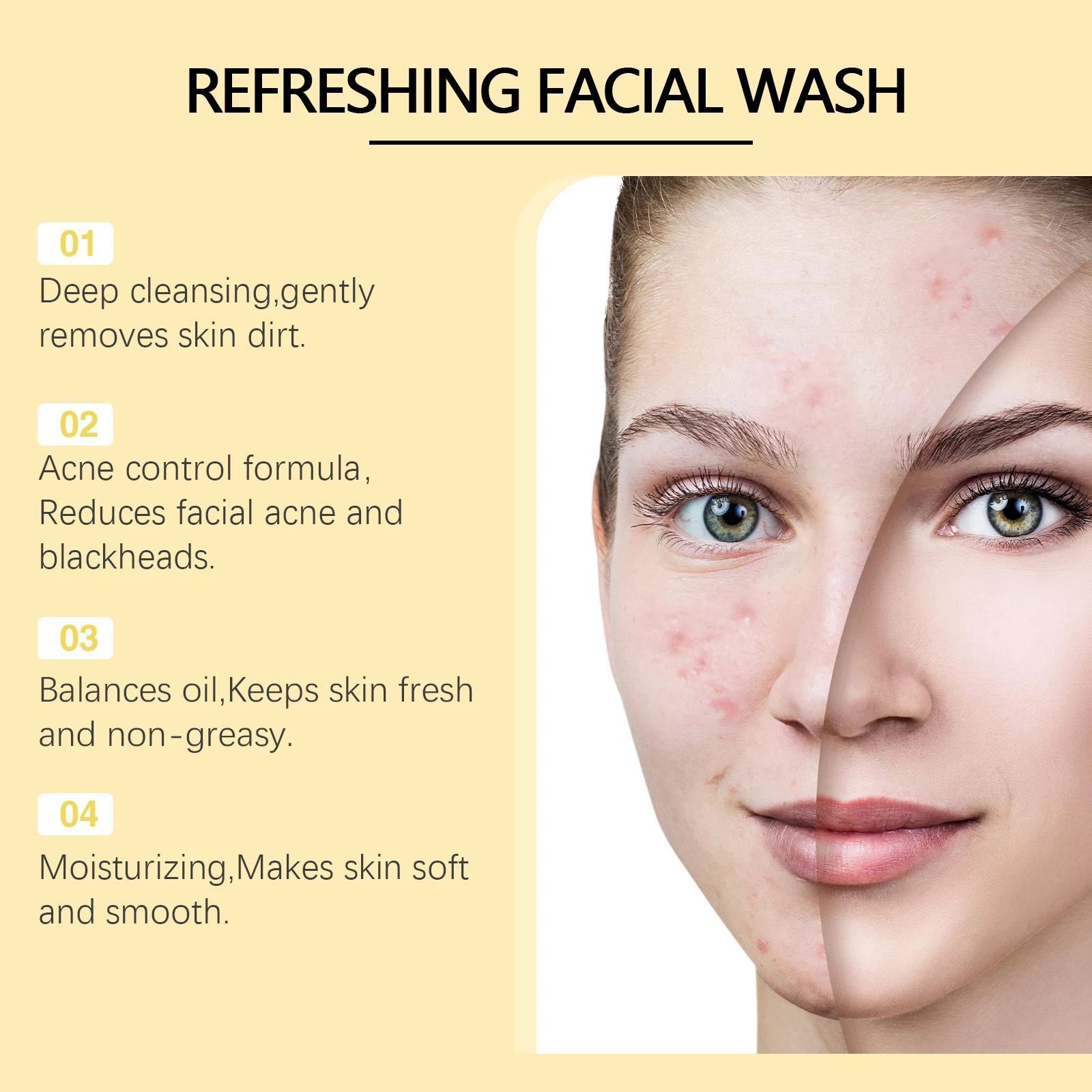 OUHOE Gentle Honey Foam Facial Wash - Deep Cleansing, Acne Control, Oil Balance 4 honey foam facial wash cih ue6nc3tq desc 4