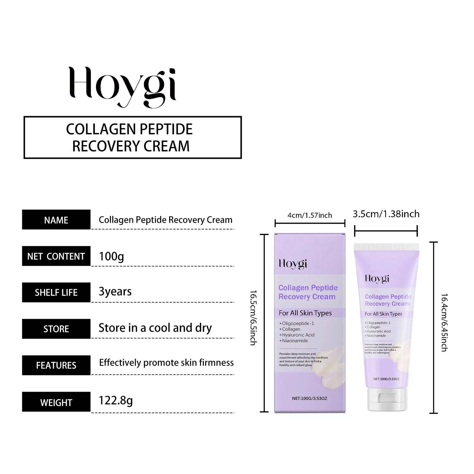 Collagen Peptide Anti-Aging Recovery Cream 100g For Wrinkles & Firming Moisturizer 1 hoygi collagen peptide anti aging recovery cream 100g cih 8uv5p2gw desc 1