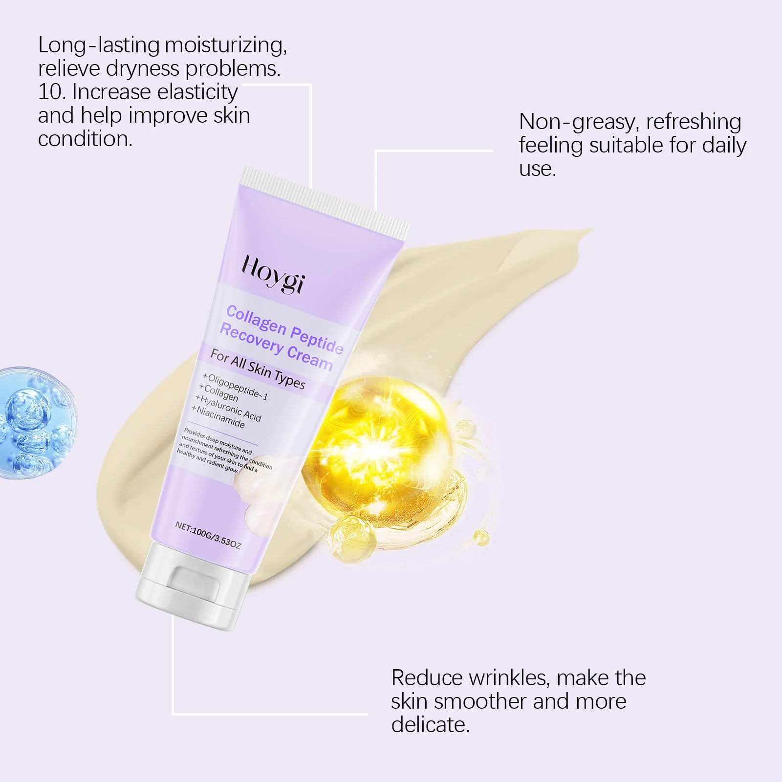 Collagen Peptide Anti-Aging Recovery Cream 100g For Wrinkles & Firming Moisturizer 6 hoygi collagen peptide anti aging recovery cream 100g cih 8uv5p2gw desc 6