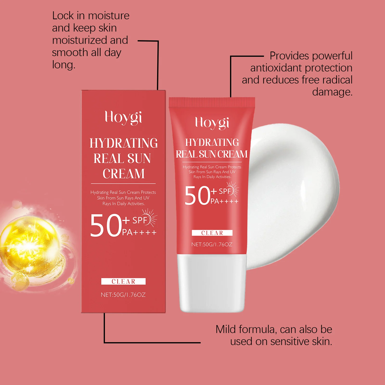 Hydrating Soothing Sun Cream SPF50+ PA++++ For Face & Body, Lightweight Non-Greasy Daily Sunscreen 6 hoygi hydrating soothing sun cream spf50 pa cih rfscmrjr desc 6