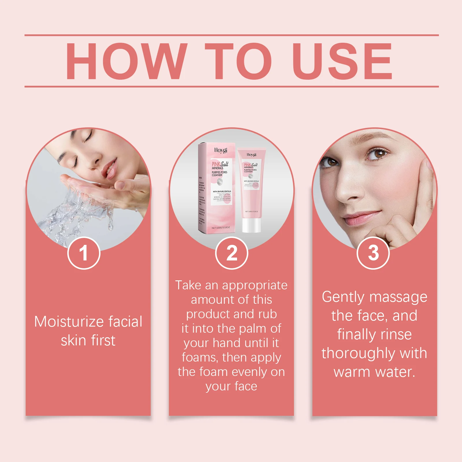Pore Purifying Cleanser Deep Cleansing Face Wash 100g with Pink Salt & Centella 3 hoygi pore purifying cleanser face wash 100g cih fdtwnt26 desc 3
