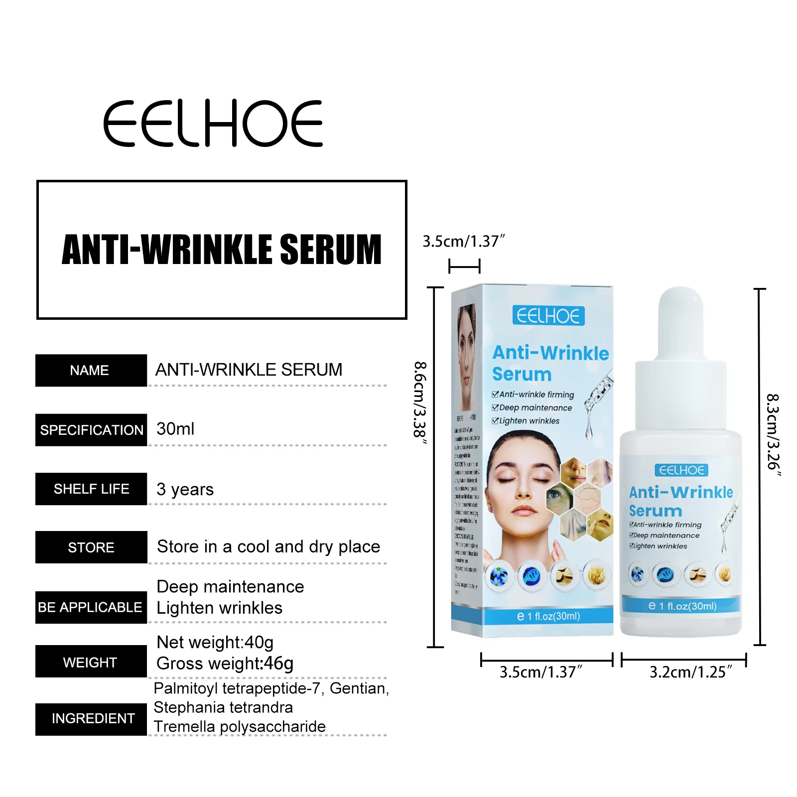 Hyaluronic Acid Anti-Wrinkle Serum 30ml Deep Hydration Firming & Brightening Face Treatment 1 hyaluronic acid anti wrinkle serum 30ml cih 5wasyn8s desc 1