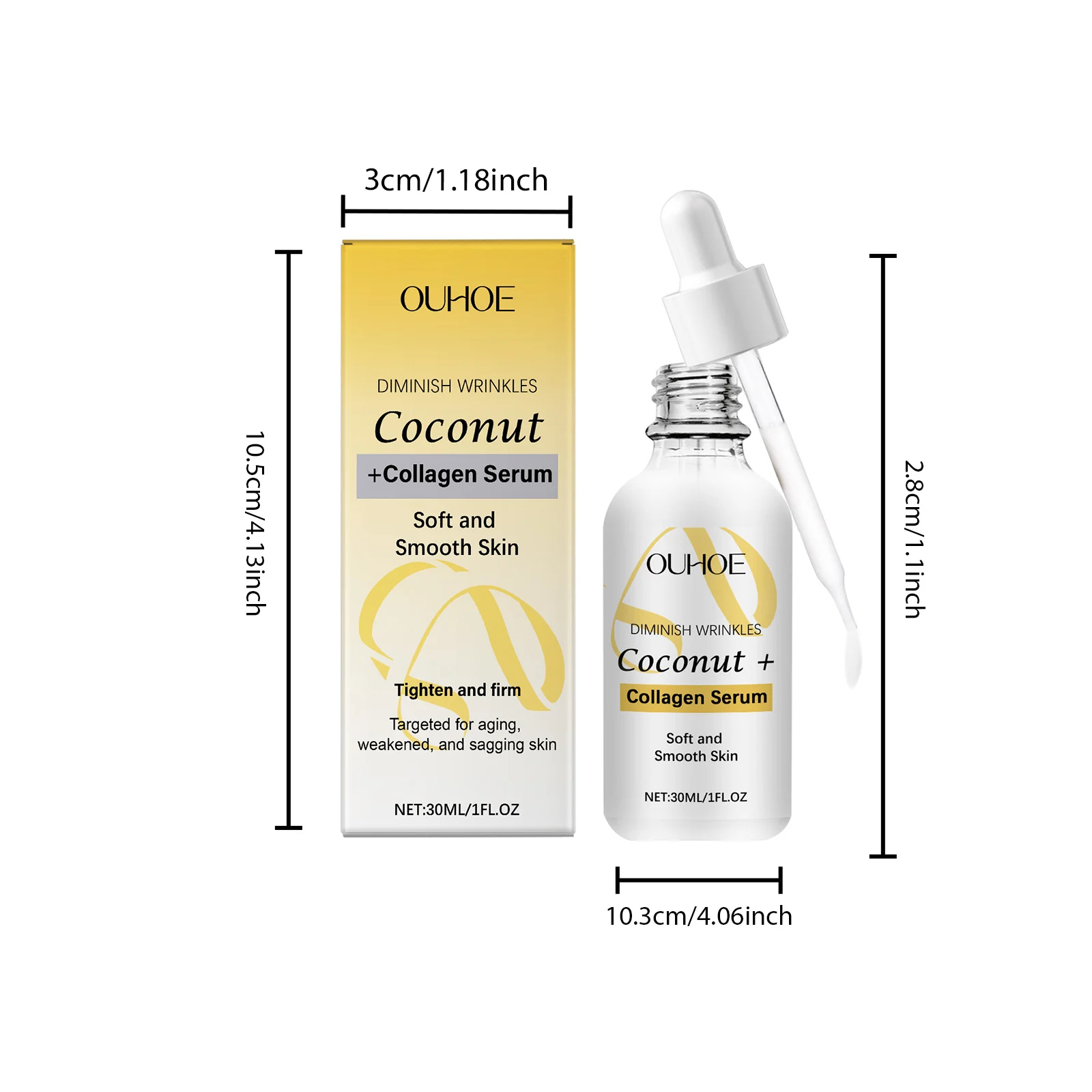 Hyaluronic Acid Facial Serum 30ml Hydrating Brightening Anti-Dryness with Coconut & Collagen 1 hyaluronic acid facial serum 30ml cih marabx3c desc 1