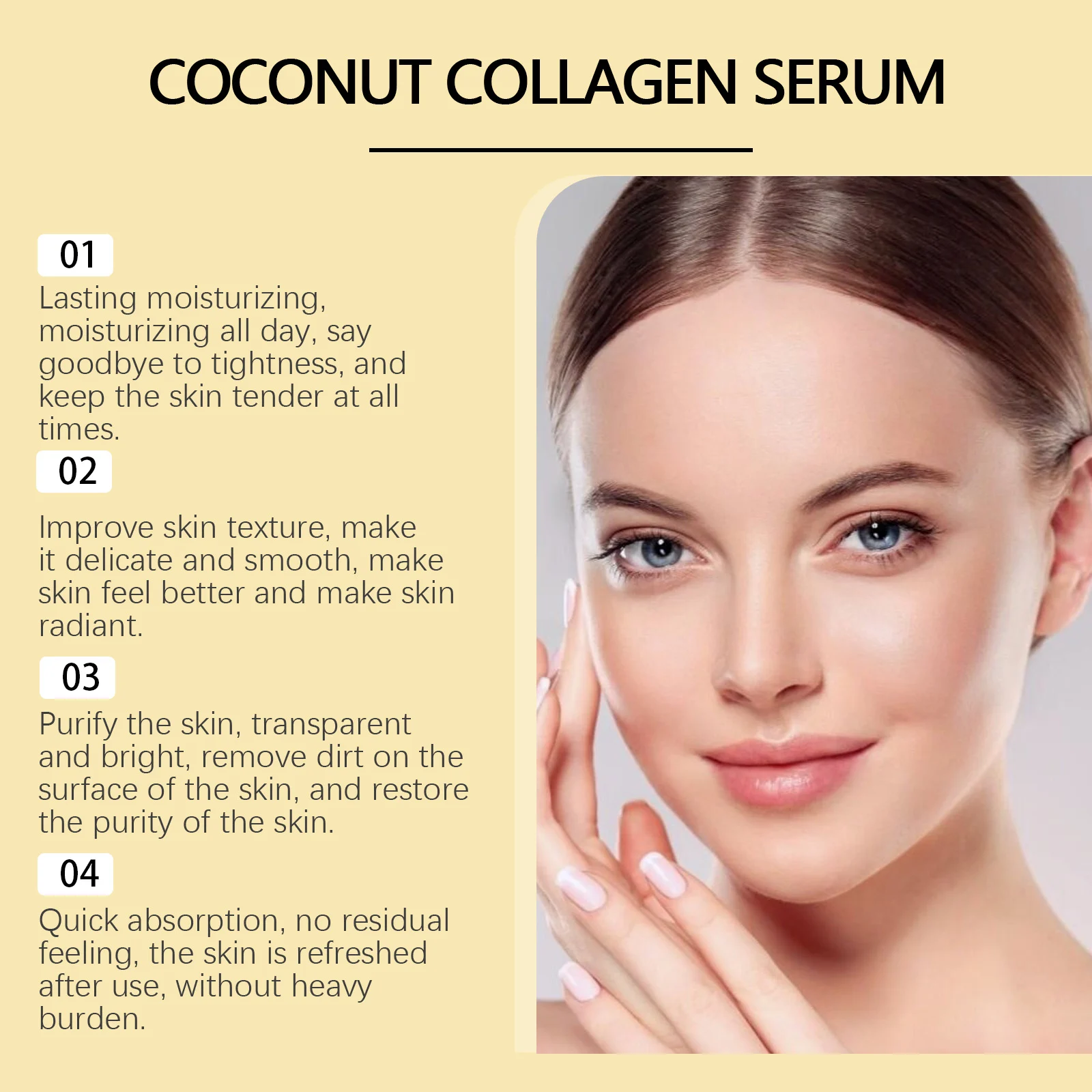 Hyaluronic Acid Facial Serum 30ml Hydrating Brightening Anti-Dryness with Coconut & Collagen 10 hyaluronic acid facial serum 30ml cih marabx3c desc 10