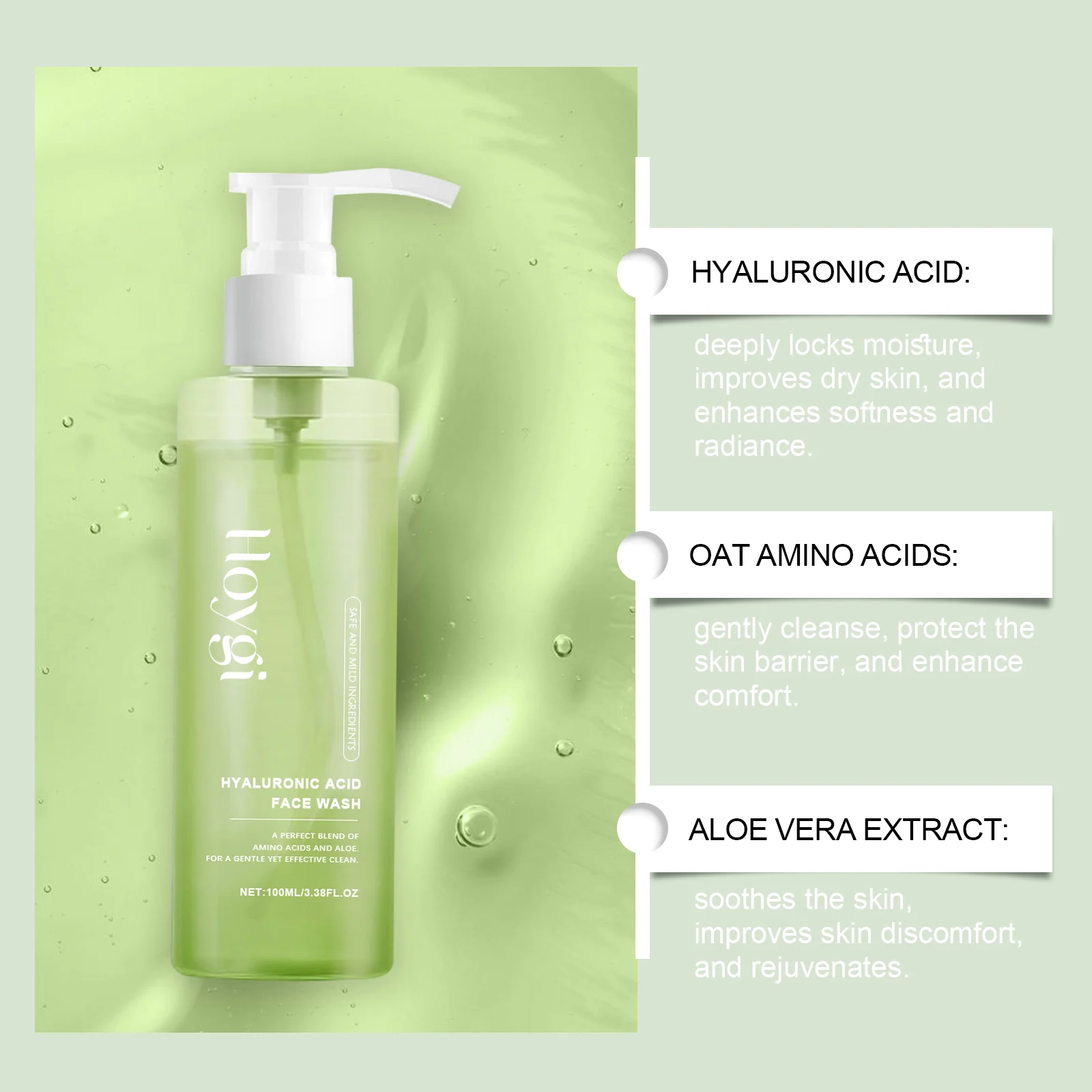 Hyaluronic Acid Gentle Cleansing Gel Cleanser 100ml for Clean Pores & Hydrated Skin 5 hyaluronic acid gentle cleansing gel 100ml cih jw7yah9e desc 5