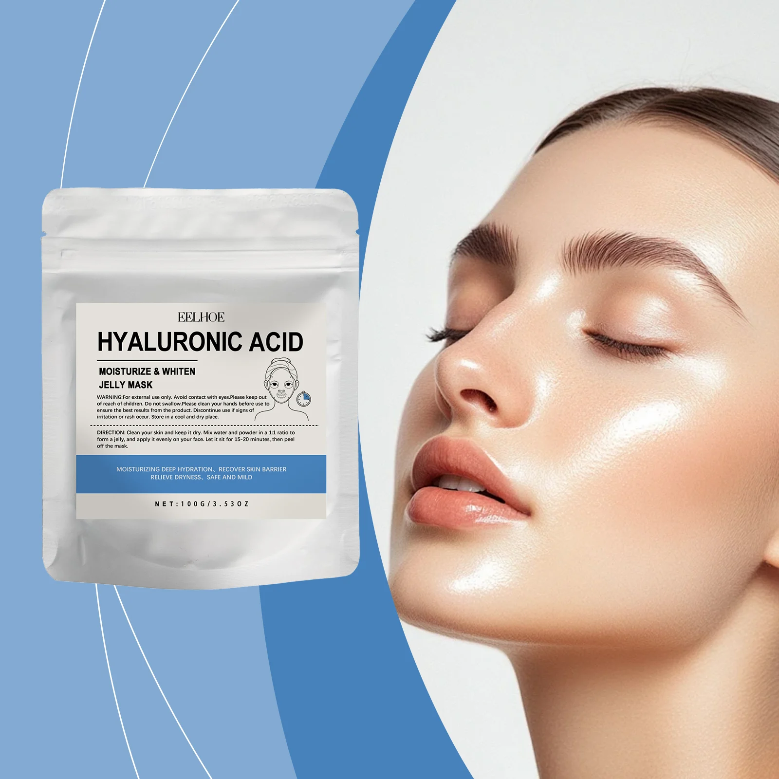 Hyaluronic Acid Jelly Mask Powder Deep Moisturizing & Brightening Facial Treatment 100g 2 hyaluronic acid jelly mask powder 100g cih t86dqww7 desc 2