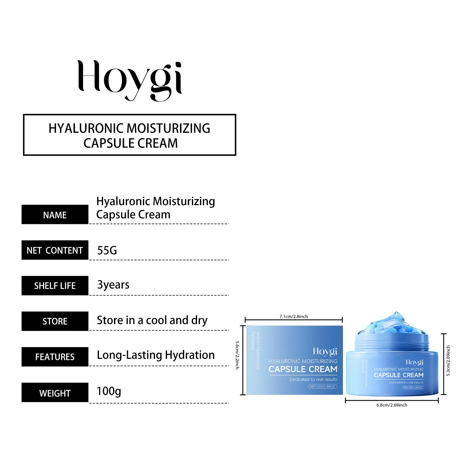 Hyaluronic Acid Moisturizing Capsule Cream 55g Hydrating Gel with Blue Capsule for Soft Skin 1 hyaluronic acid moisturizing capsule cream 55g der 2fyk8wzh desc 1