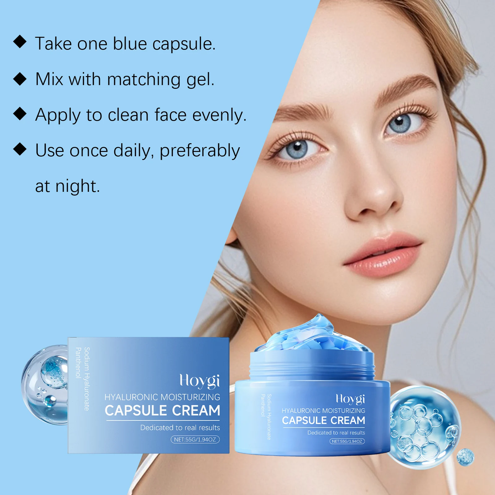 Hyaluronic Acid Moisturizing Capsule Cream 55g Hydrating Gel with Blue Capsule for Soft Skin 5 hyaluronic acid moisturizing capsule cream 55g der 2fyk8wzh desc 5