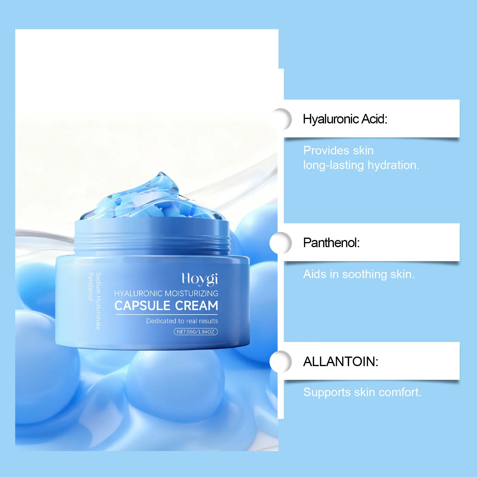 Hyaluronic Acid Moisturizing Capsule Cream 55g Hydrating Gel with Blue Capsule for Soft Skin 6 hyaluronic acid moisturizing capsule cream 55g der 2fyk8wzh desc 6