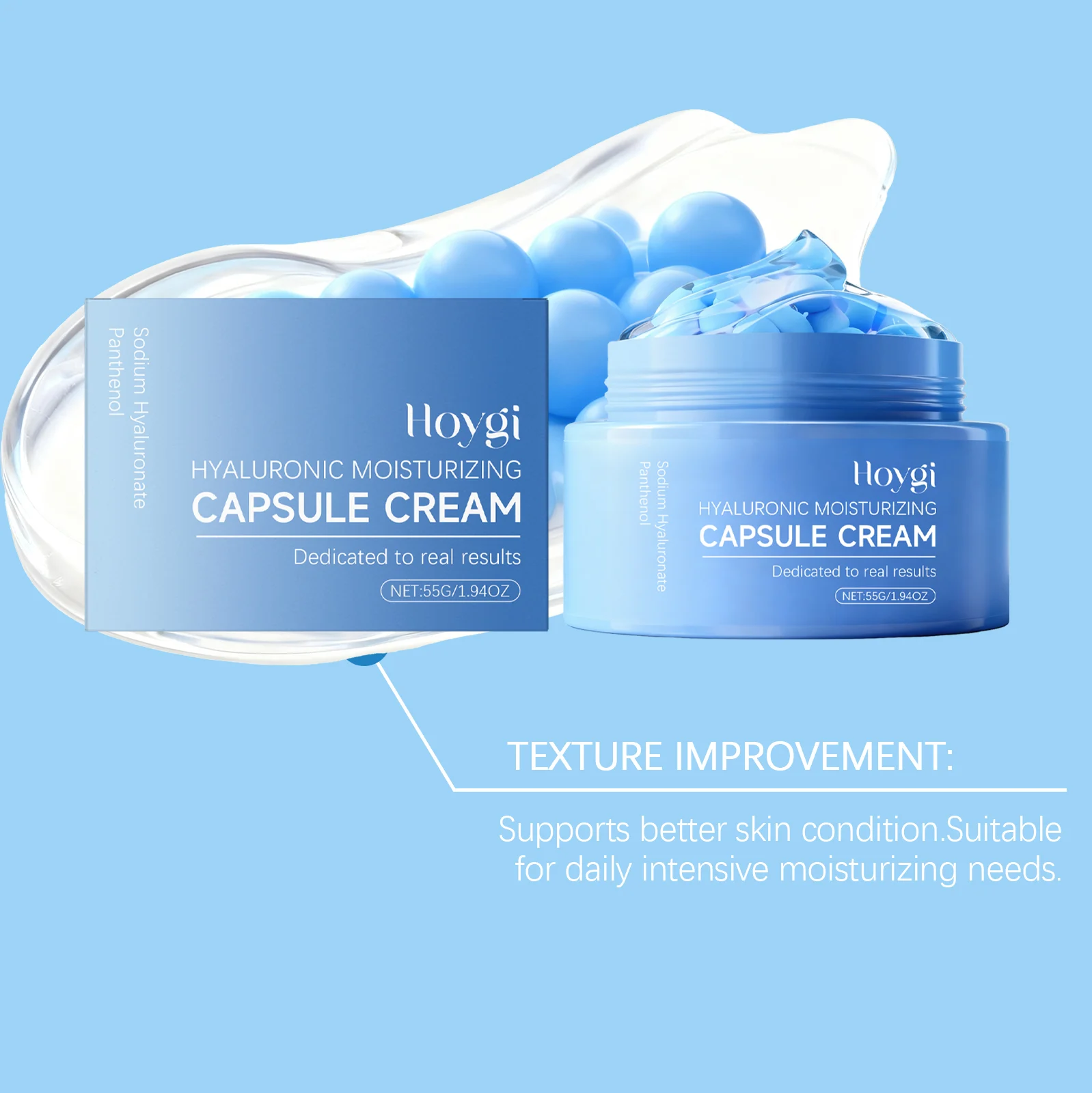 Hyaluronic Acid Moisturizing Capsule Cream 55g Hydrating Gel with Blue Capsule for Soft Skin 7 hyaluronic acid moisturizing capsule cream 55g der 2fyk8wzh desc 7