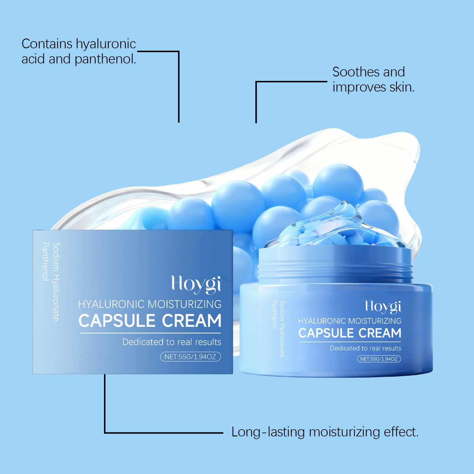 Hyaluronic Acid Moisturizing Capsule Cream 55g Hydrating Gel with Blue Capsule for Soft Skin 8 hyaluronic acid moisturizing capsule cream 55g der 2fyk8wzh desc 8