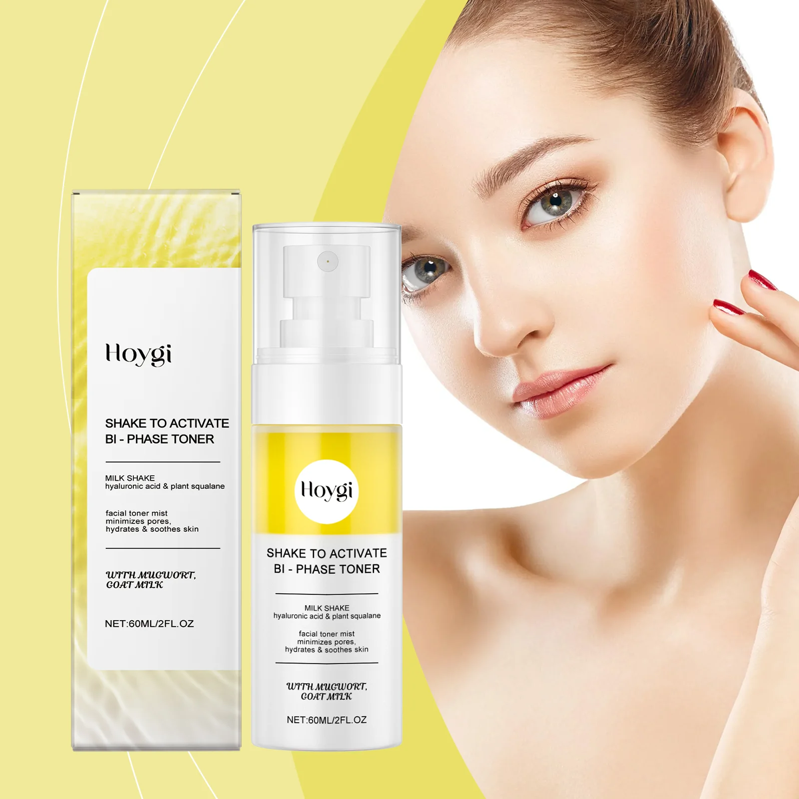 Hyaluronic Acid Moisturizing Spray 60ml Hydrating Facial Toner Mist with Mugwort & Goat Milk 2 hyaluronic acid moisturizing facial toner spray 60ml cih w2wf73tv desc 2
