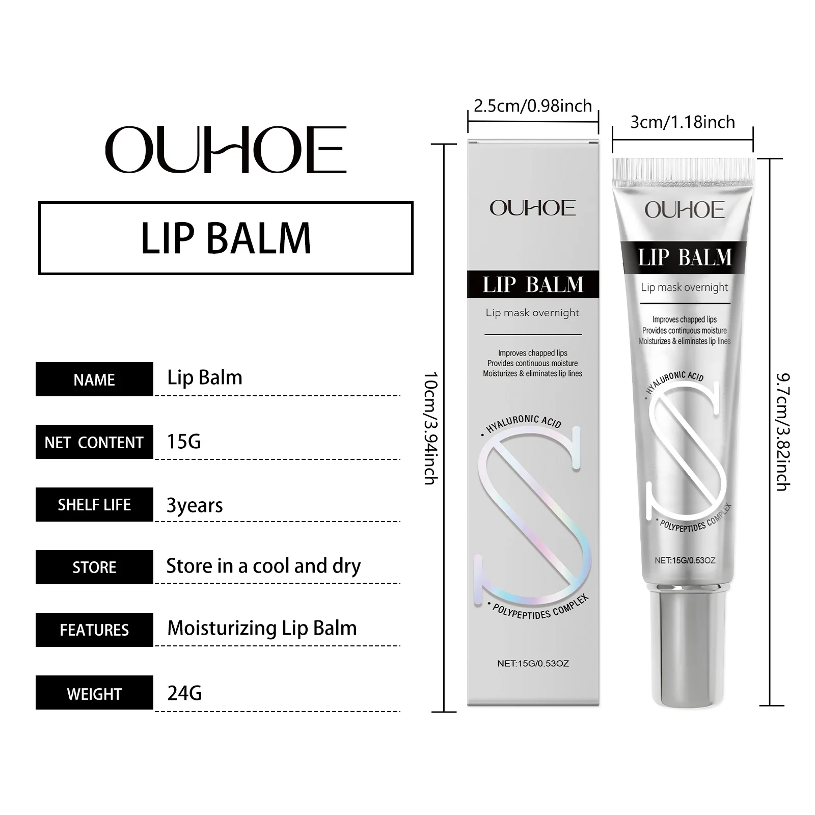 Hyaluronic Acid Peptide Lip Balm Deeply Nourishes and Smooths Dry Lips 15g 1 hyaluronic acid peptide lip balm 15g der c75efgw6 desc 1