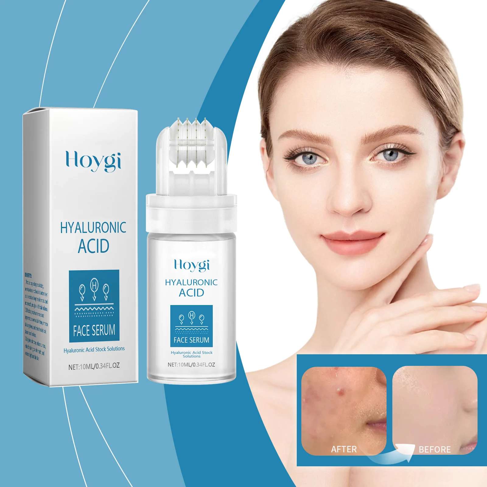Hyaluronic Acid Roller Serum 10ml Face Moisturizing Essence with 64 Micro-Needles 2 hyaluronic acid roller serum 10ml cih c6w8cp5w desc 2