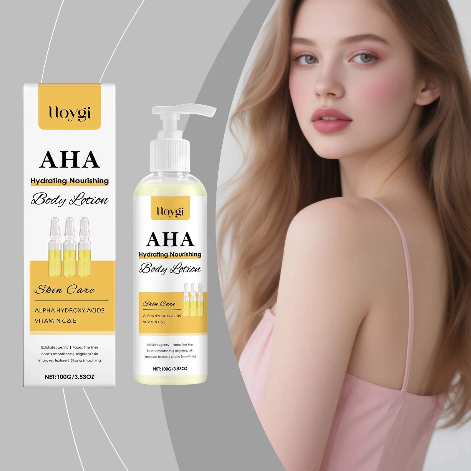 Hoygi Hydrating Body Lotion with AHA, Vitamin C & E for Smooth and Firm Skin 2 hydrating body lotion der dbab528g desc 2