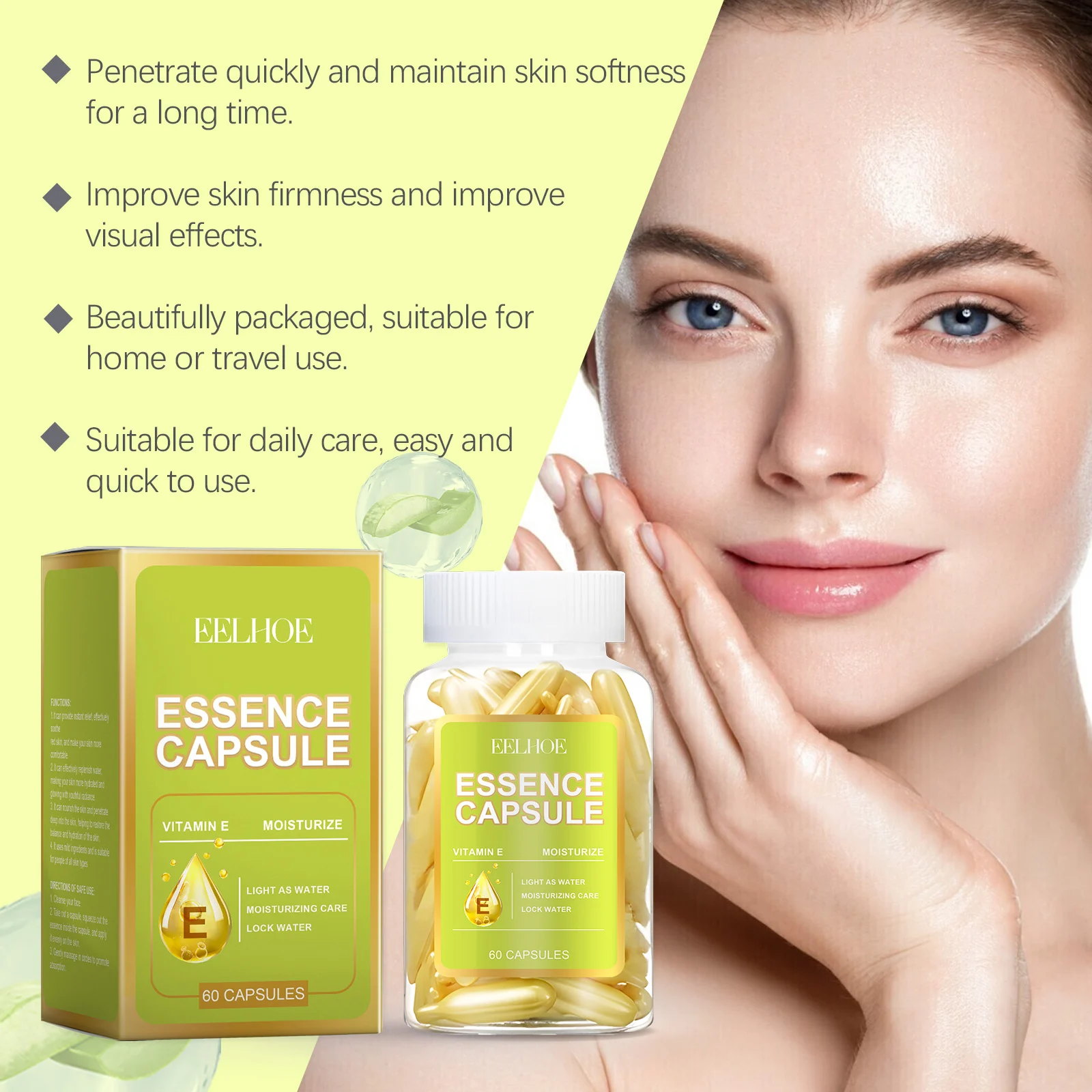 Hydrating Facial Essence Capsules Nourishing Moisture Lock Vitamin E & Hyaluronic Acid 60 Capsules 5 hydrating facial essence capsules vitamin e hyaluronic acid cih udstmv2q desc 5