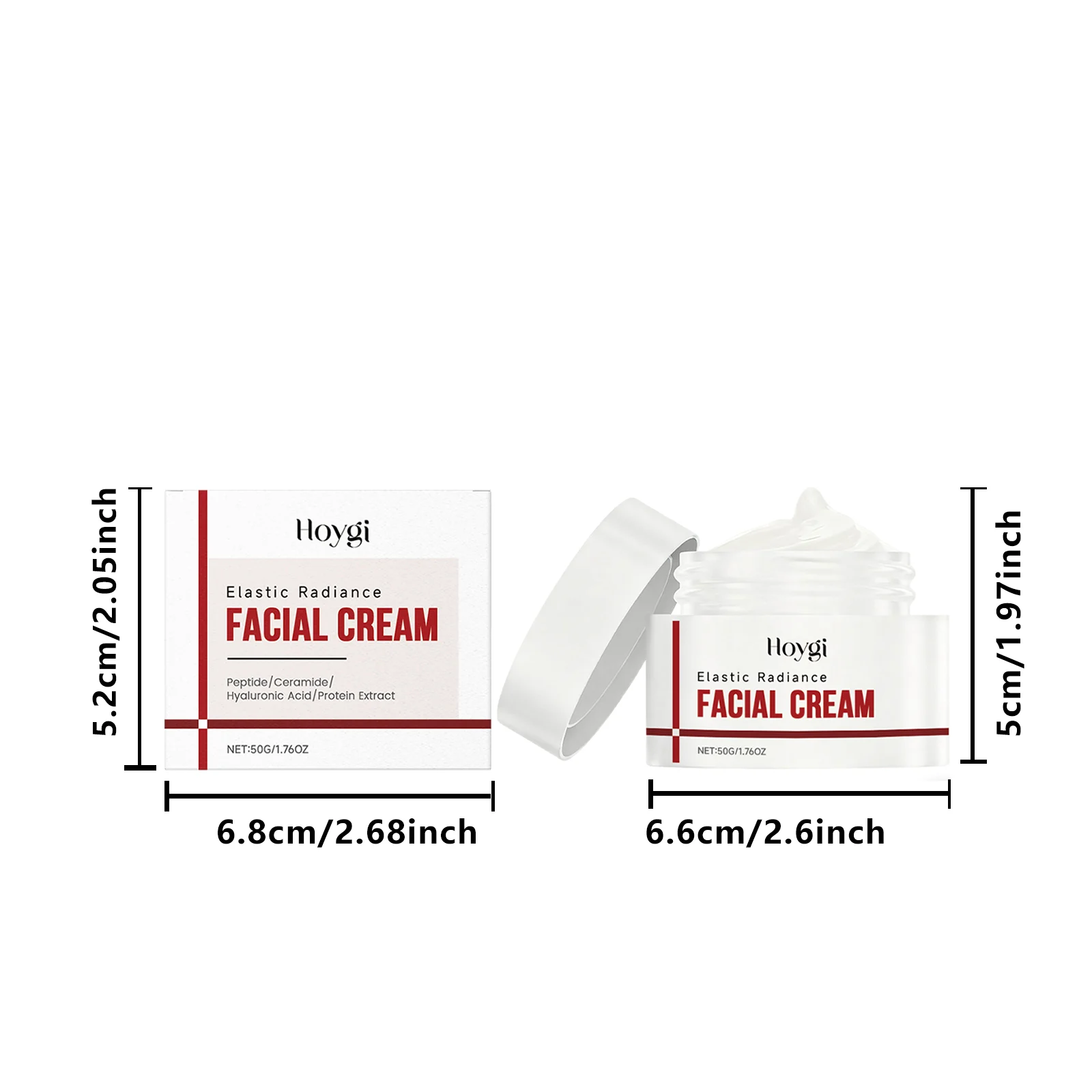 Hoygi Elastic Radiance Facial Cream Hydrating Moisturizer with Hyaluronic Acid & Peptide 1 hydrating facial moisturizer cream der s6x7g362 desc 1