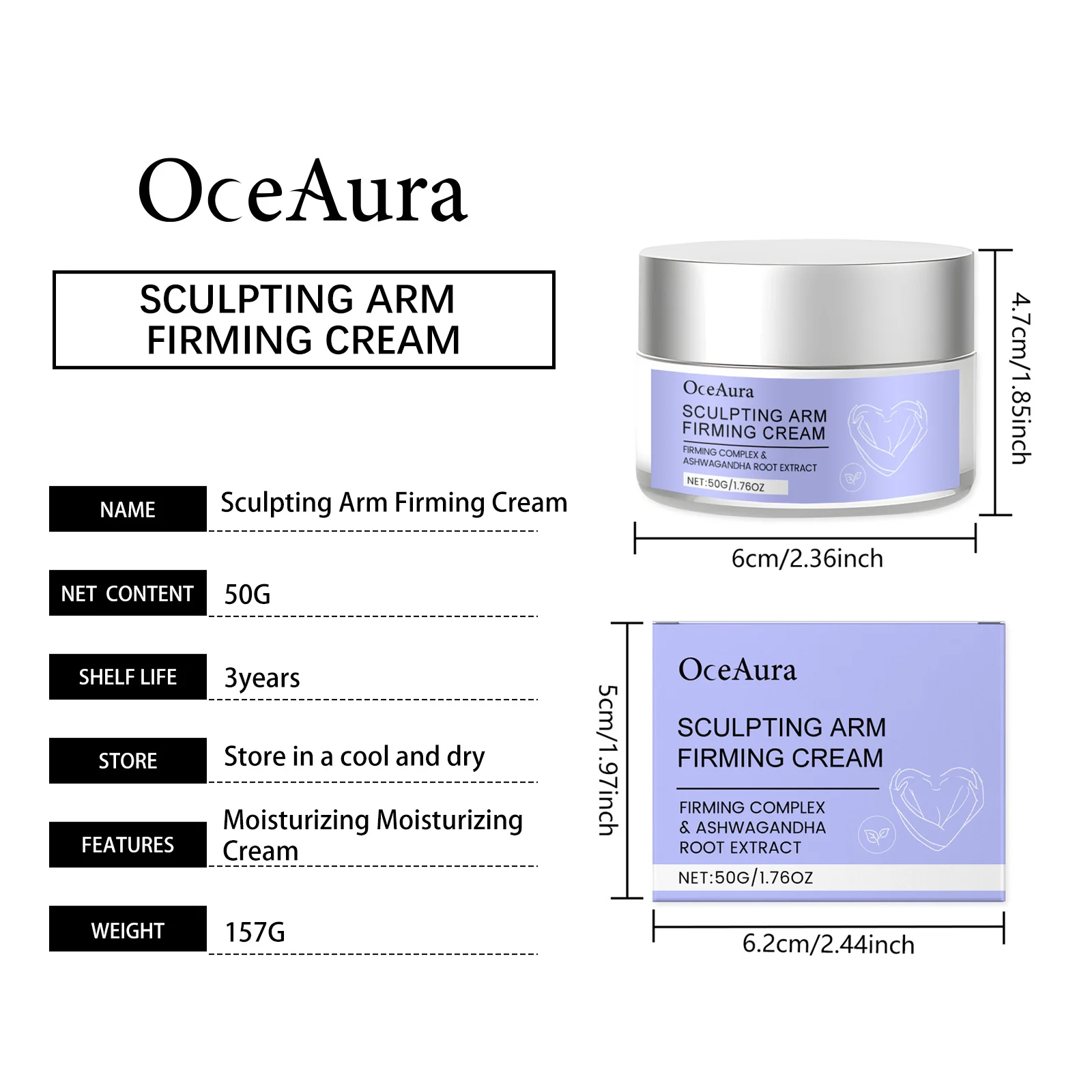 Hydrating Moisturizing Cream 50g with Hyaluronic Acid & Retinol for Wrinkle Reduction 1 hydrating moisturizing cream 50g cih ezrg5abd desc 1