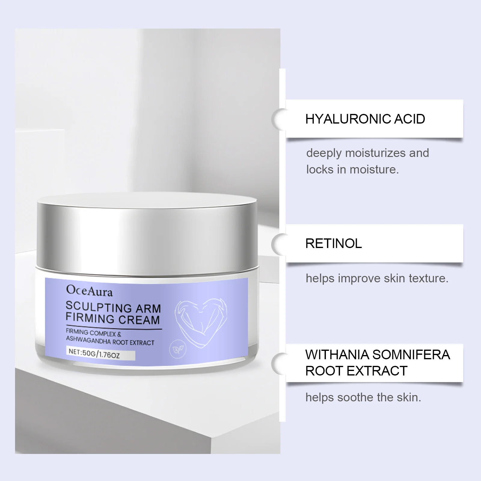 Hydrating Moisturizing Cream 50g with Hyaluronic Acid & Retinol for Wrinkle Reduction 5 hydrating moisturizing cream 50g cih ezrg5abd desc 5 1