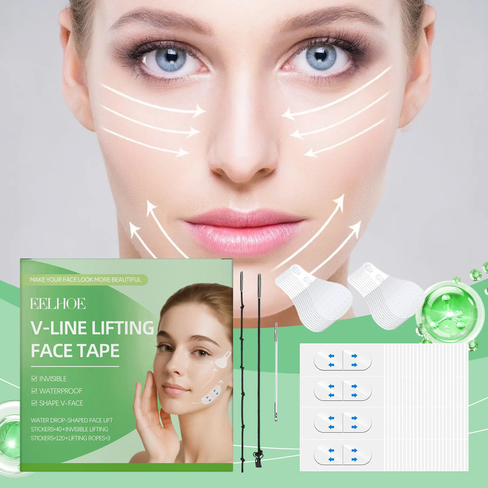 Invisible Face Lifting Tape Set Instant V-Line Lift Facial Contouring Stickers 2 invisible face lifting tape set instant v line lift cih z4pacaw3 desc 2