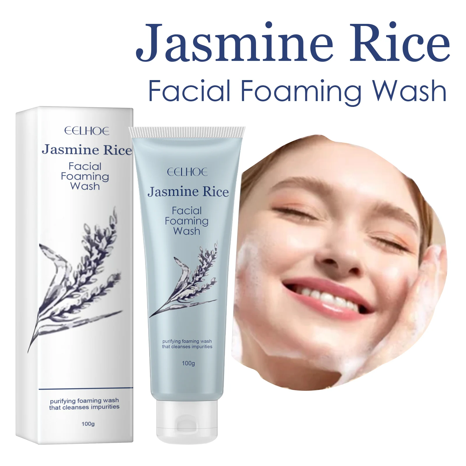 Jasmine Rice Facial Foaming Wash 100g Deep Cleanse Pores Moisturize Skin 2 jasmine rice facial foaming wash 100g cih 3d4m7av9 desc 2