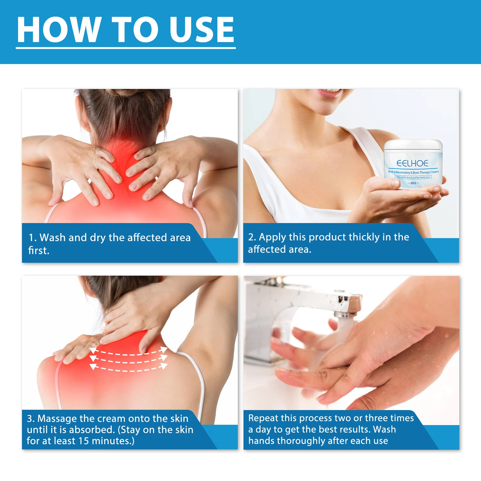 Joint Relief Cream for Knee Neck Back Pain with Glucosamine & Arnica 80g 3 joint relief cream glucosamine arnica 80g cih 54jsb2sx desc 3