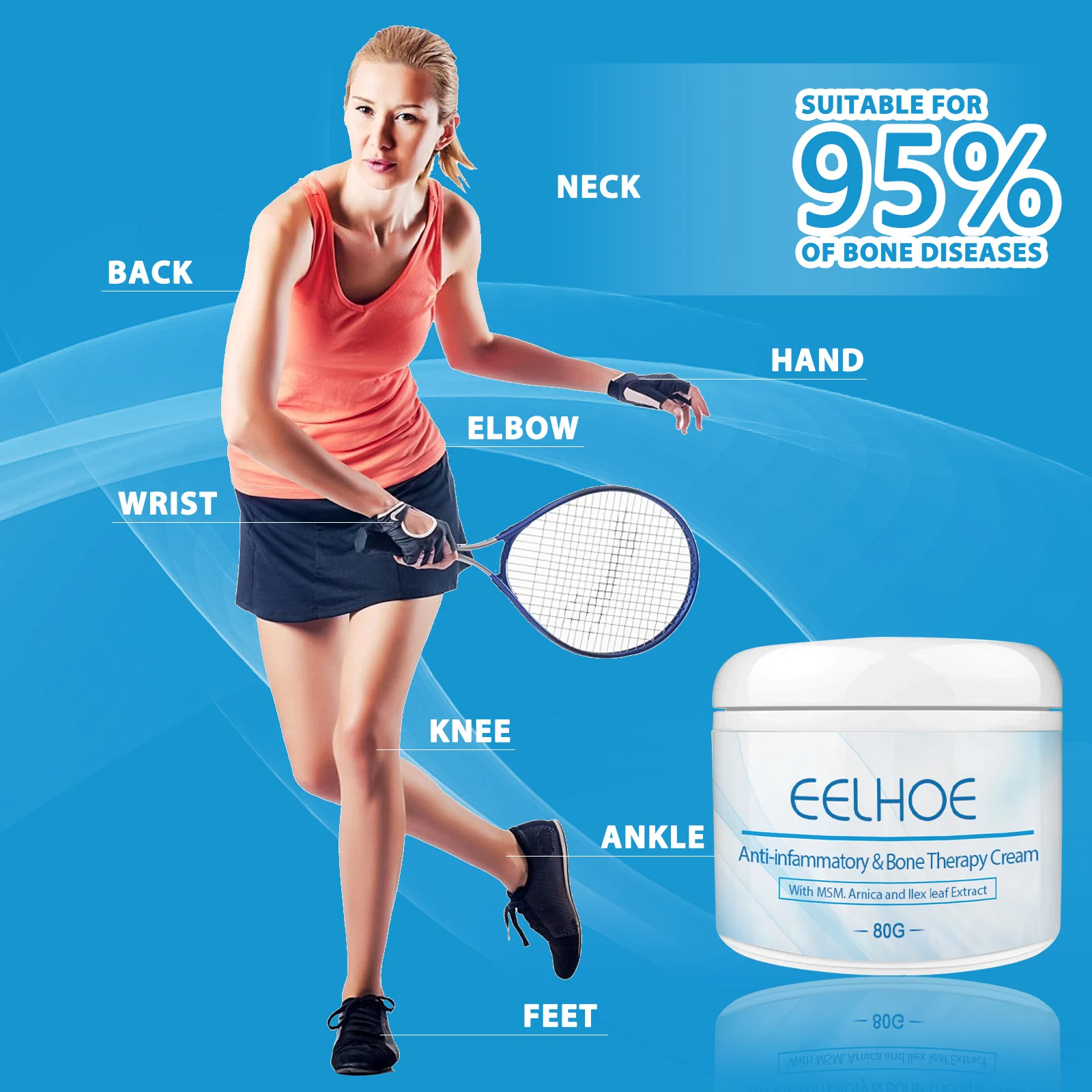 Joint Relief Cream for Knee Neck Back Pain with Glucosamine & Arnica 80g 6 joint relief cream glucosamine arnica 80g cih 54jsb2sx desc 6