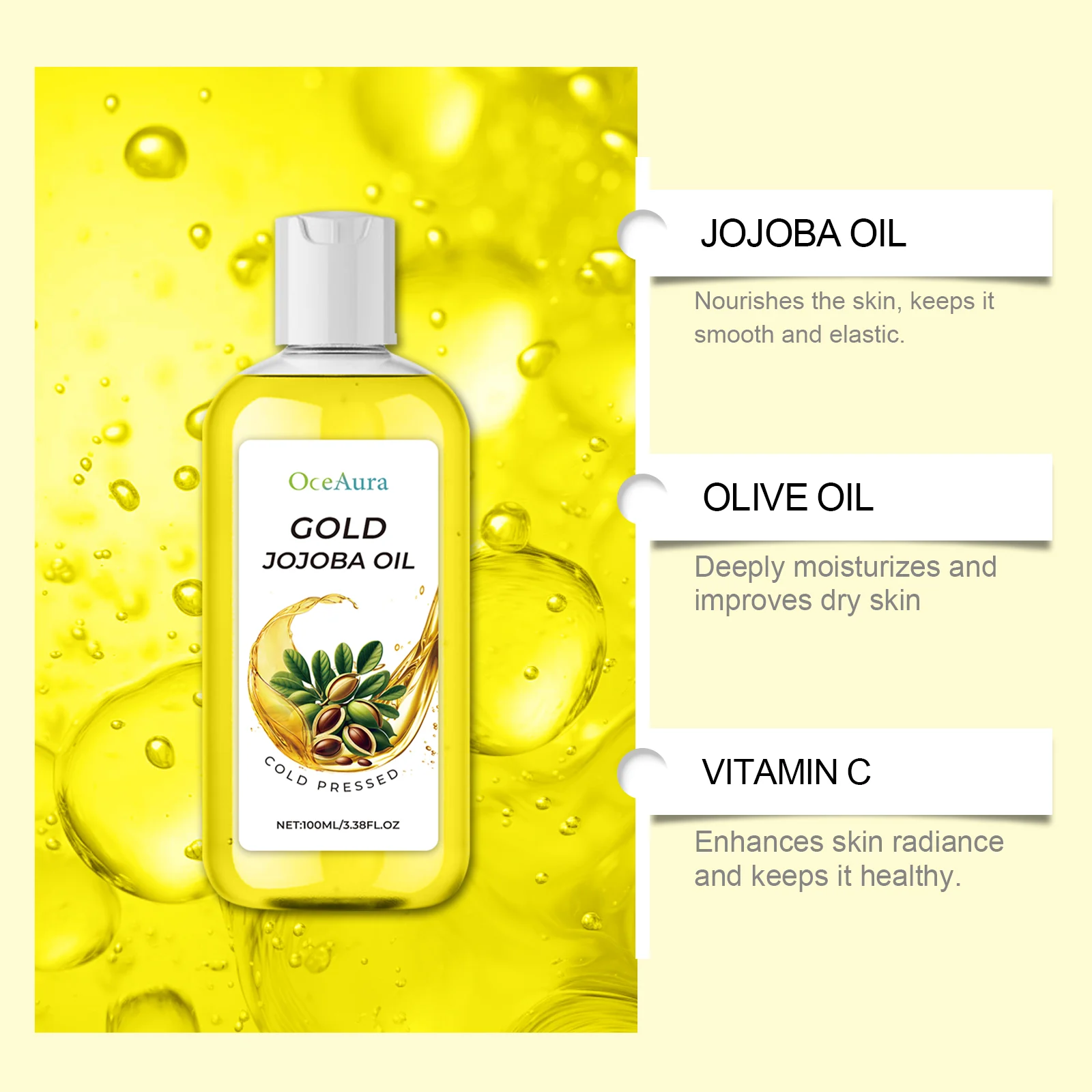 Jojoba Oil Multi-Purpose Oil 100ml - Moisturizes Skin & Hair, Non-Greasy 7 jojoba oil multi purpose oil 100ml cih pwf5pkwa desc 7