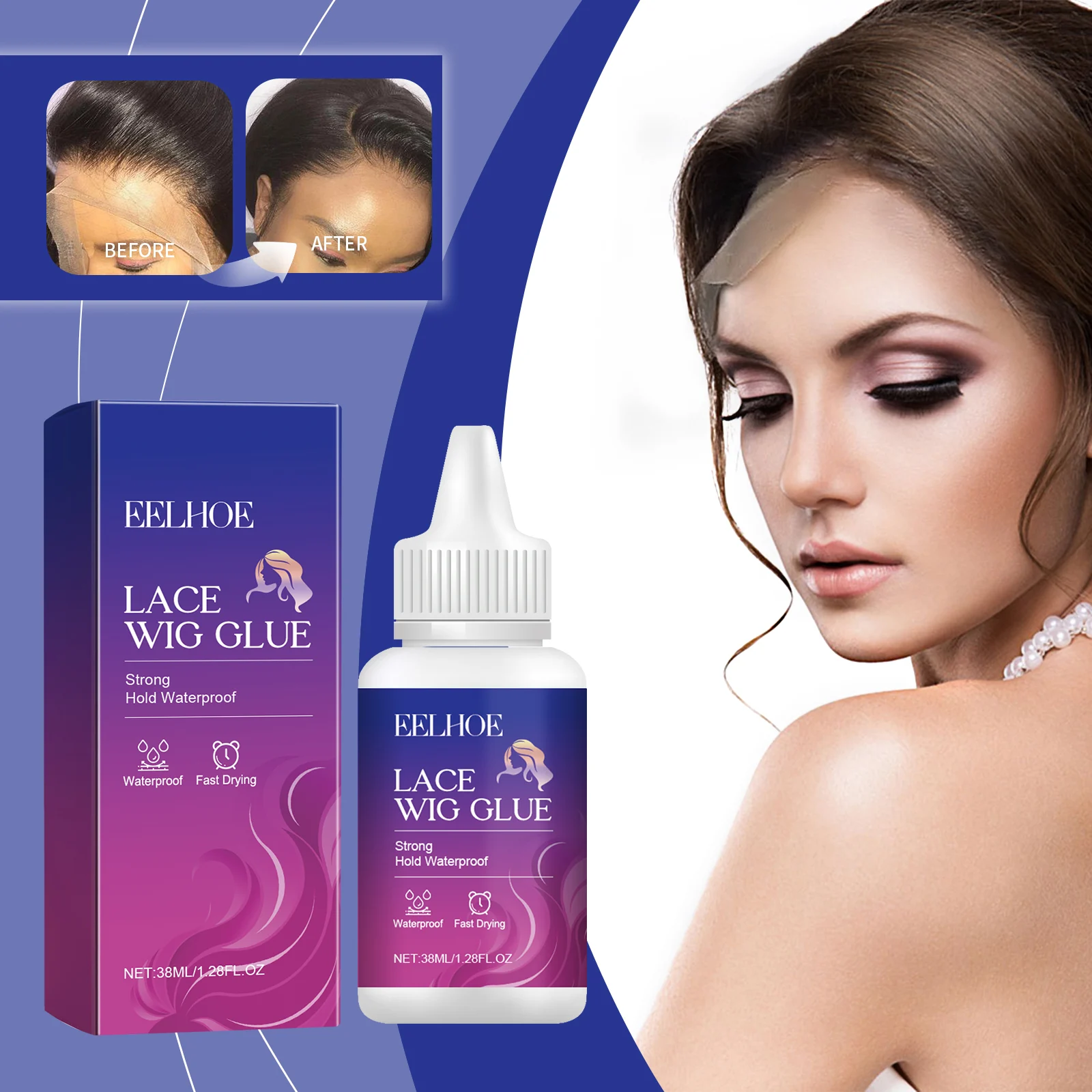 Lace Wig Glue Strong Hold Waterproof Sweatproof Invisible Adhesive 38ml 2 lace wig glue strong hold waterproof 38ml cih bvsptkta desc 2
