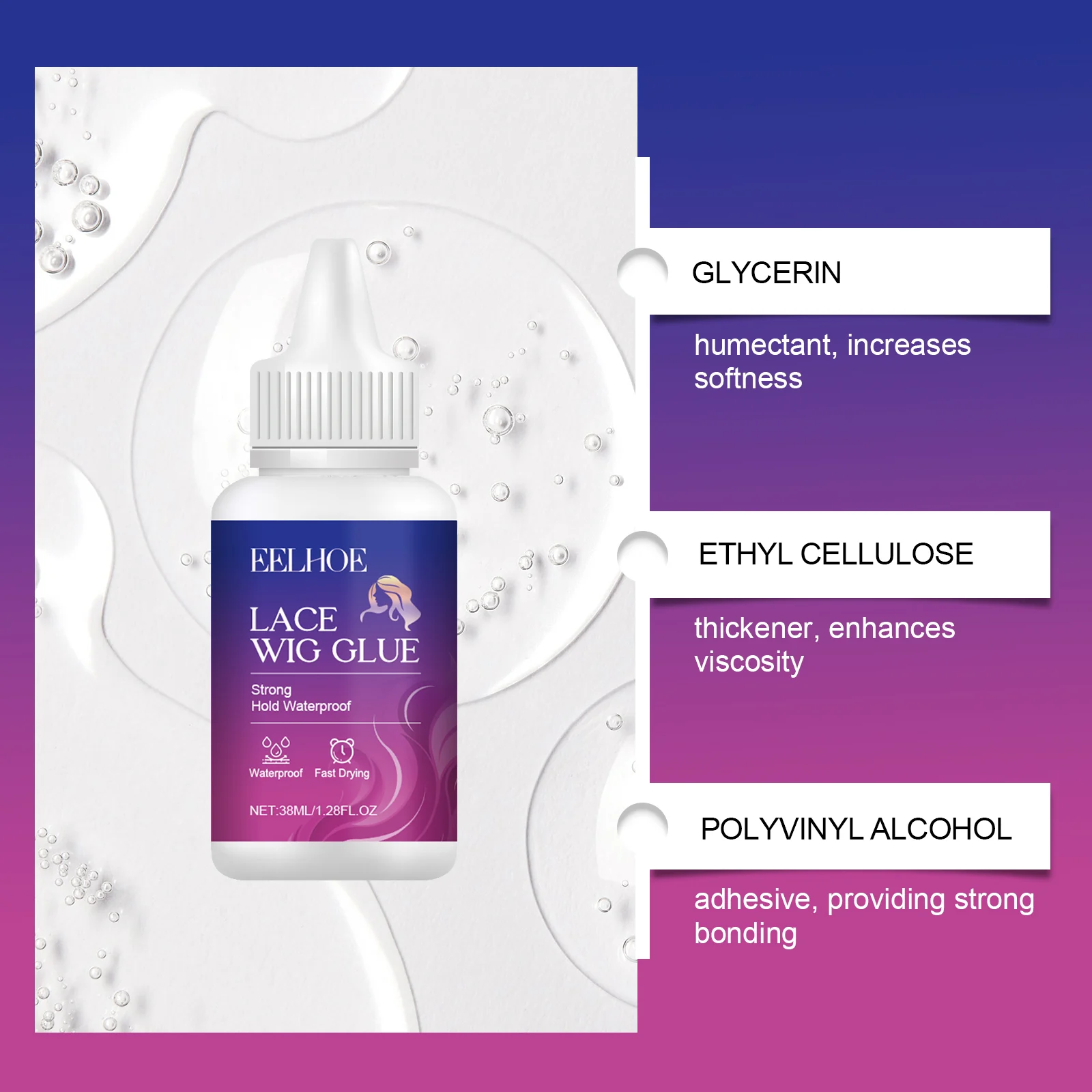 Lace Wig Glue Strong Hold Waterproof Sweatproof Invisible Adhesive 38ml 8 lace wig glue strong hold waterproof 38ml cih bvsptkta desc 8