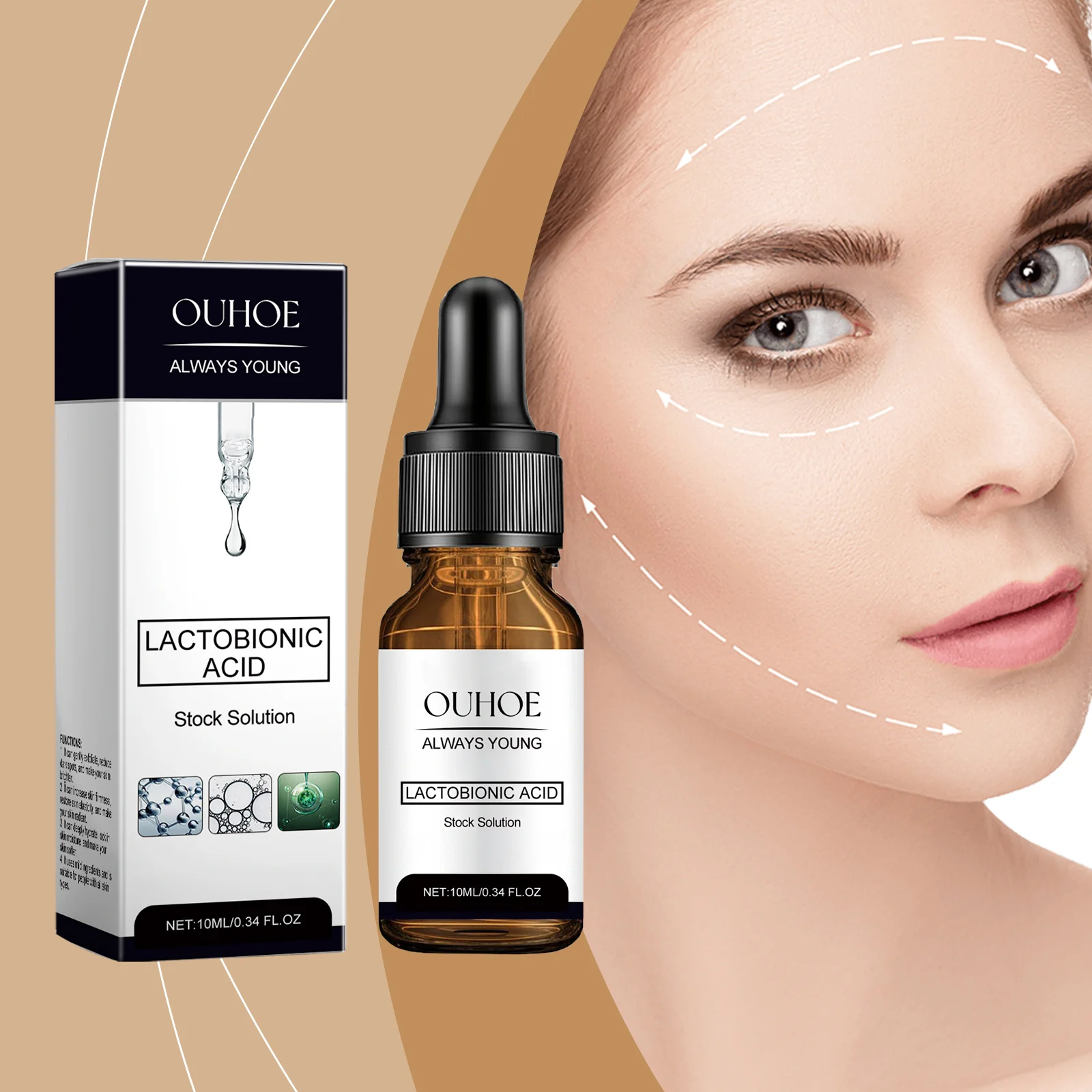 Lactobionic Acid Facial Serum Moisturizing Firming Anti-Aging Skin Essence 10ml 2 lactobionic acid facial serum moisturizing firming anti aging cih eq3rpm2z desc 2