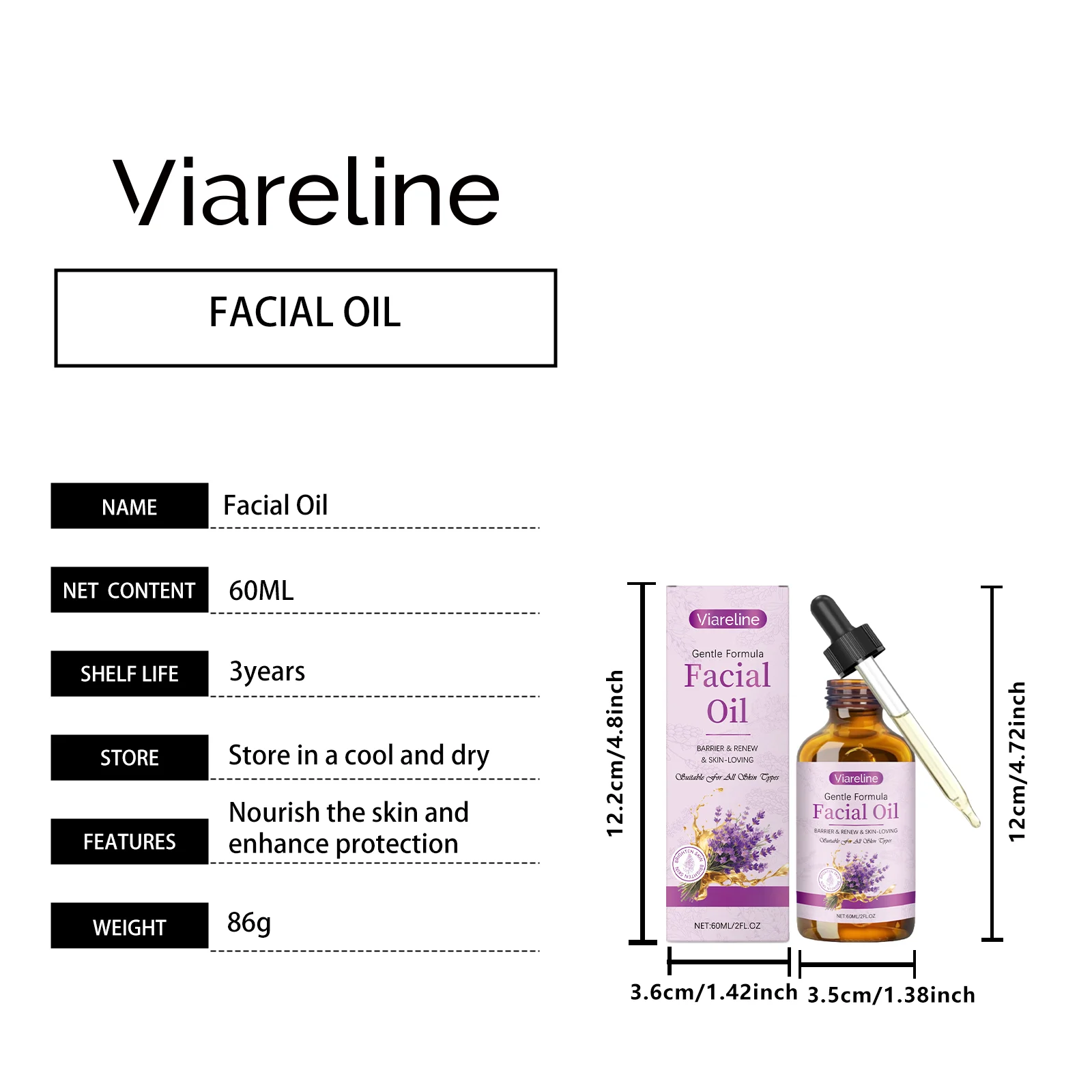 Viareline Lavender Facial Hydrating Oil - Nourishes, Brightens, Improves Skin Texture 1 lavender facial hydrating oil der ddj26mjm desc 1