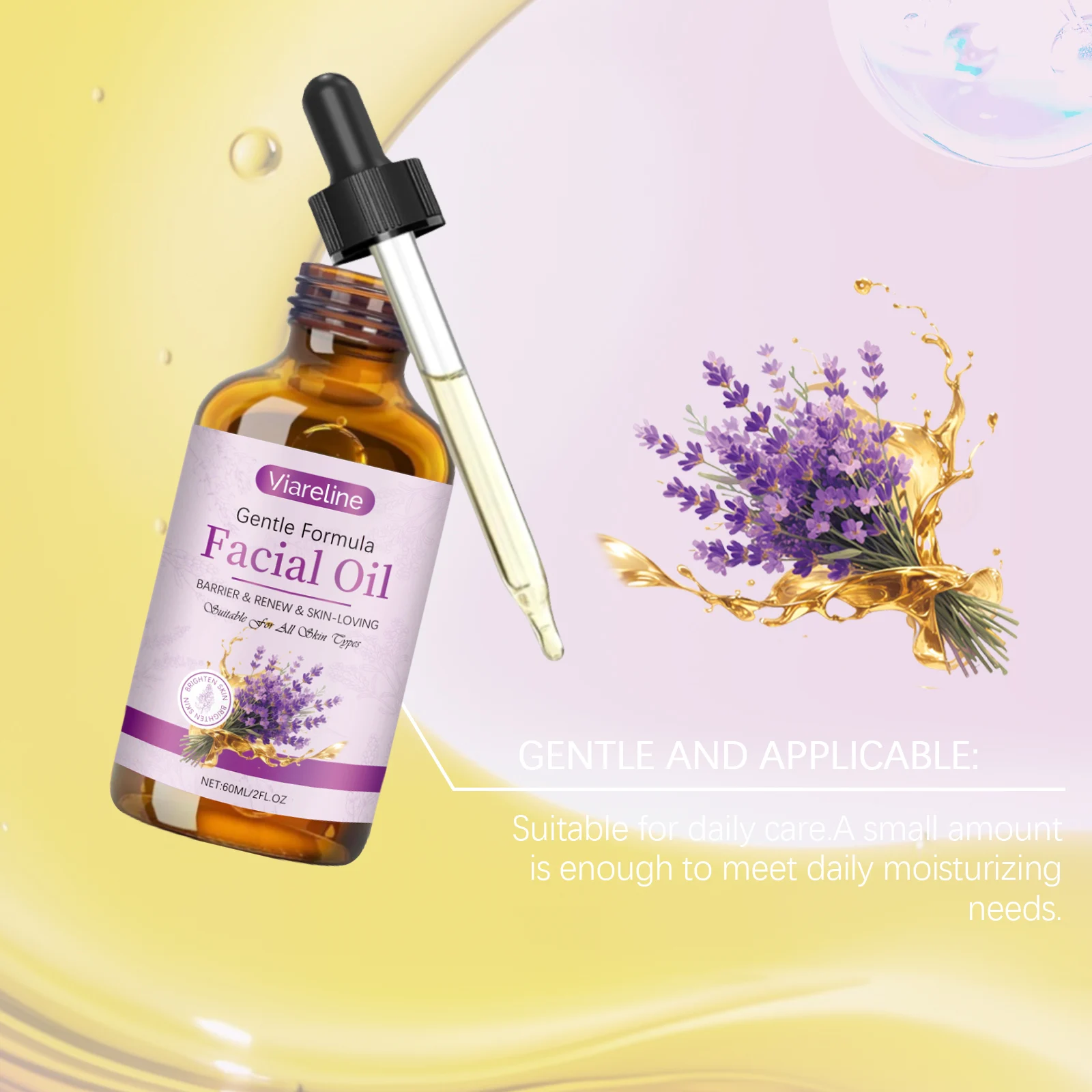 Viareline Lavender Facial Hydrating Oil - Nourishes, Brightens, Improves Skin Texture 6 lavender facial hydrating oil der ddj26mjm desc 6